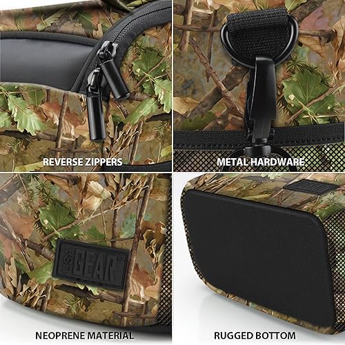 Miniatura 4 de USA GEAR Bolsa para cámara Bridge (Camo Woods) con material protector de neopreno, cubierta de lluvia y divisores ajustables, compatible con Nikon