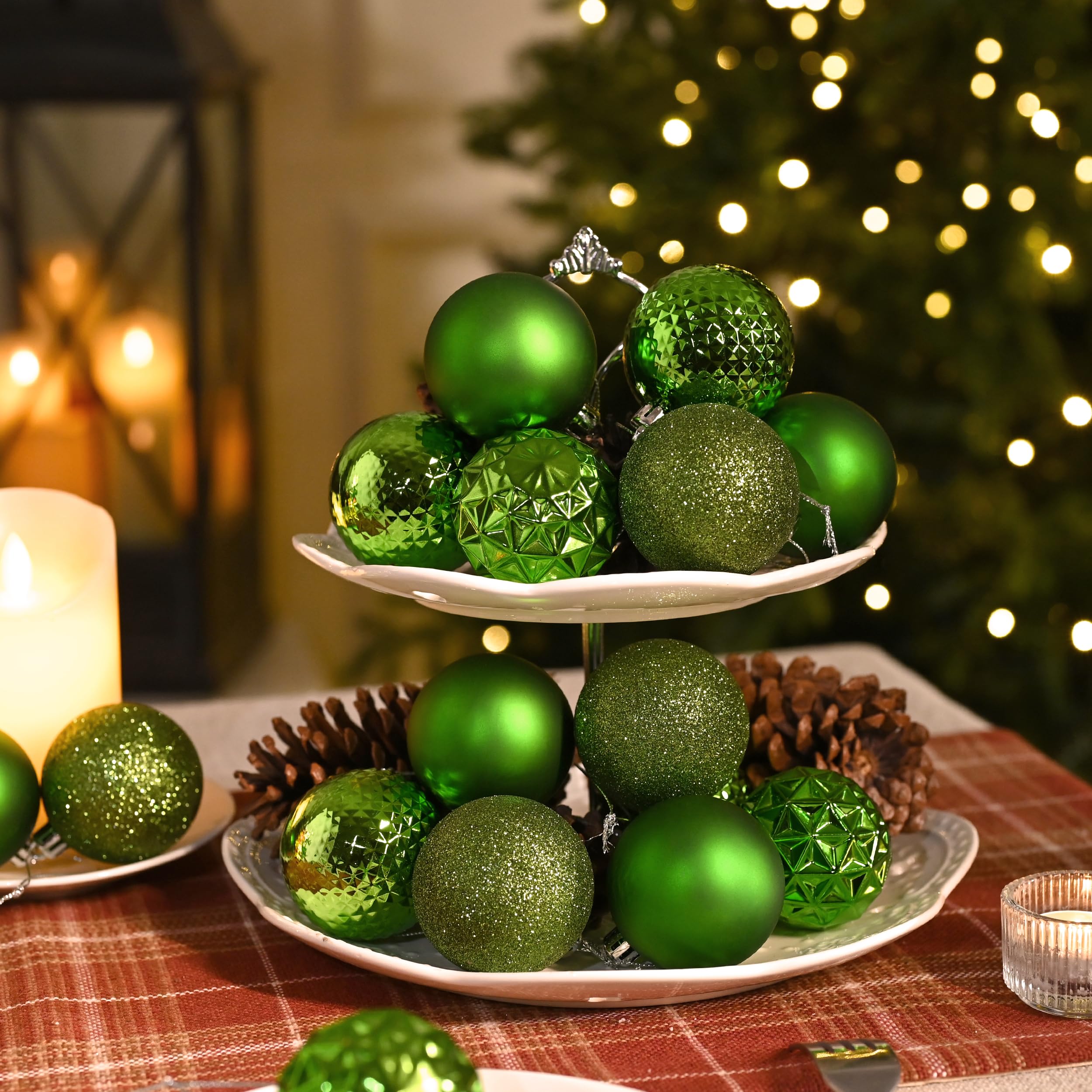 Valery Madelyn Lot de 50 boules de Noël incassables à suspendre pour sapin de Noël et Halloween du 4 juillet, 5,1 cm, vert citron