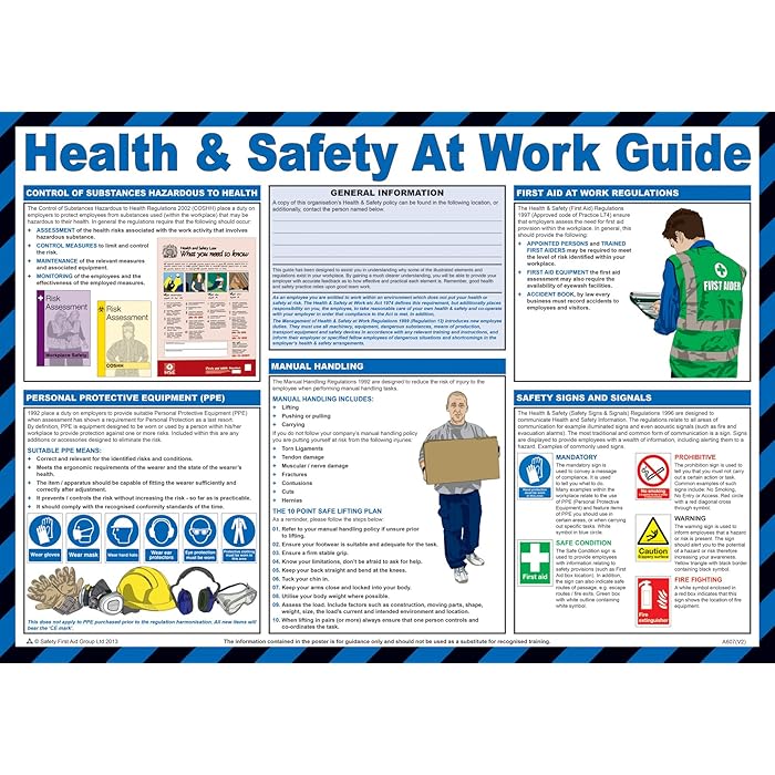 Buy Safety First Aid Laminated Health and Safety at Work Guide Poster