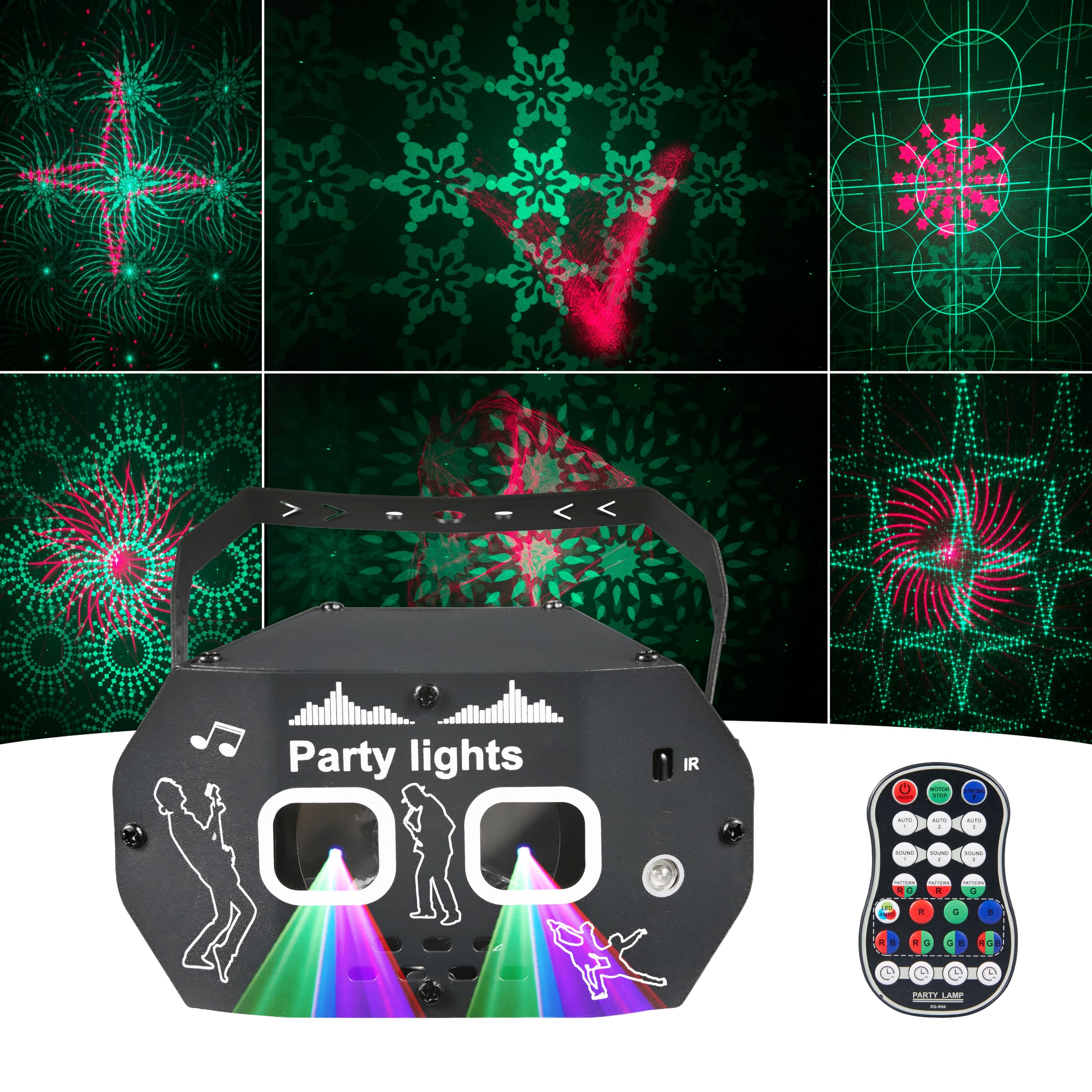Miralin Black Dj Disco Party Light – Sound Activated Rgbw Led Projector With Strobe & Aurora Lights, Remote Control Stage Lights For Halloween, Birthdays, Karaoke & Home Parties
