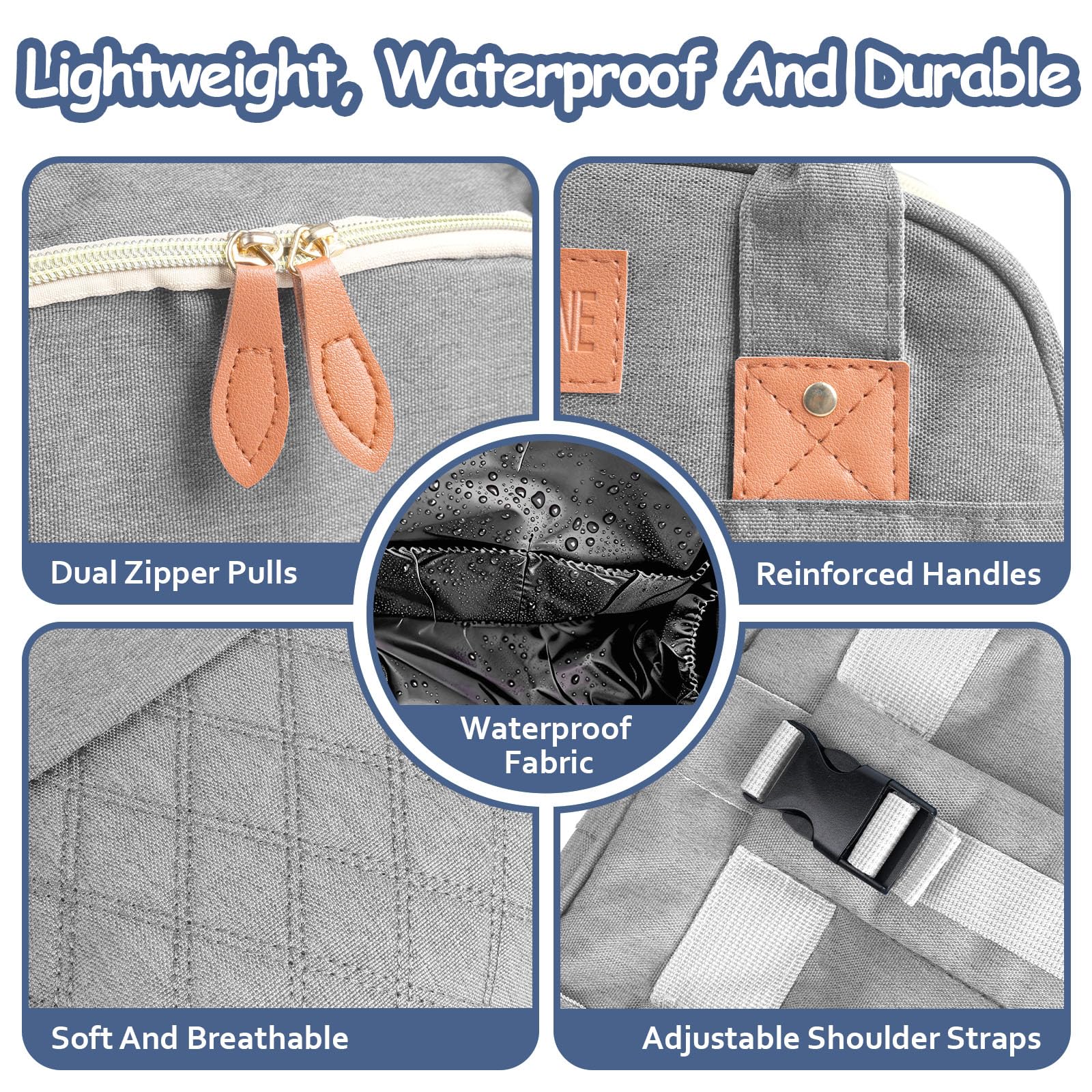 Wickeltasche Rucksack，Wickelrucksack Groß，Multifunktional Diaper Bag mit Mobiler Wickelauflage，Wasserdicht & Leicht，Faltbar Kinderbett，Kinderwagengurte,Babytasche。Baby Wickelrucksack Für Unterweg，Grau