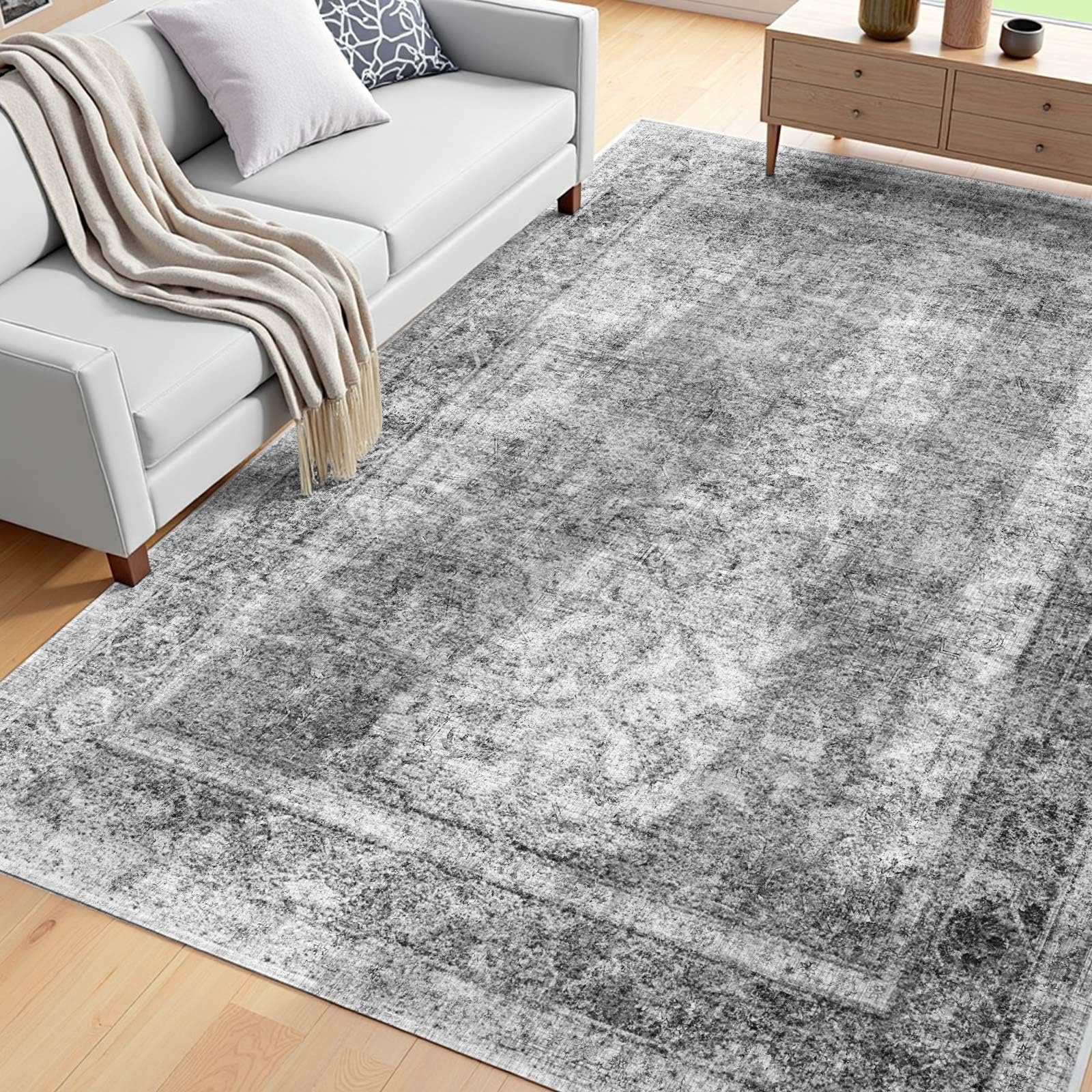 VEVOR 6 x 9 ft Washable Area Rug, Living Room Boho Rug Non-Slip and Tear-Resistant Soft Carpet Pet Friendly Bohemian Area Rugs Indoor Mat for Bedroom