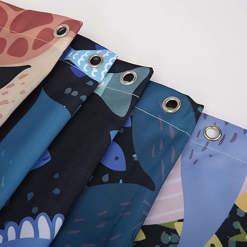 Miniatura 4 de LIVILAN Cortina de ducha para niños, diseño de animales lindos con ganchos bajo el mar, decoración de baño de dibujos animados, 72 pulgadas de ancho