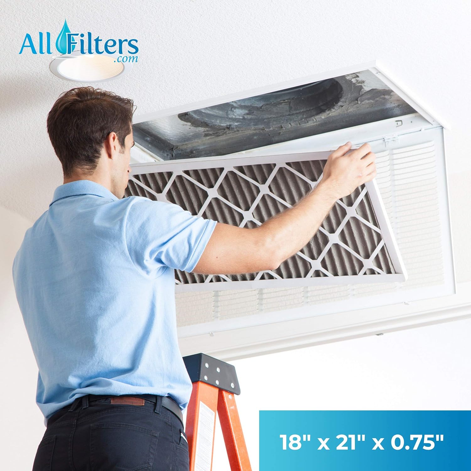 SpiroPure 18X21X1 MERV 8 Pleated Air Filters - Made in USA (6 Pack)