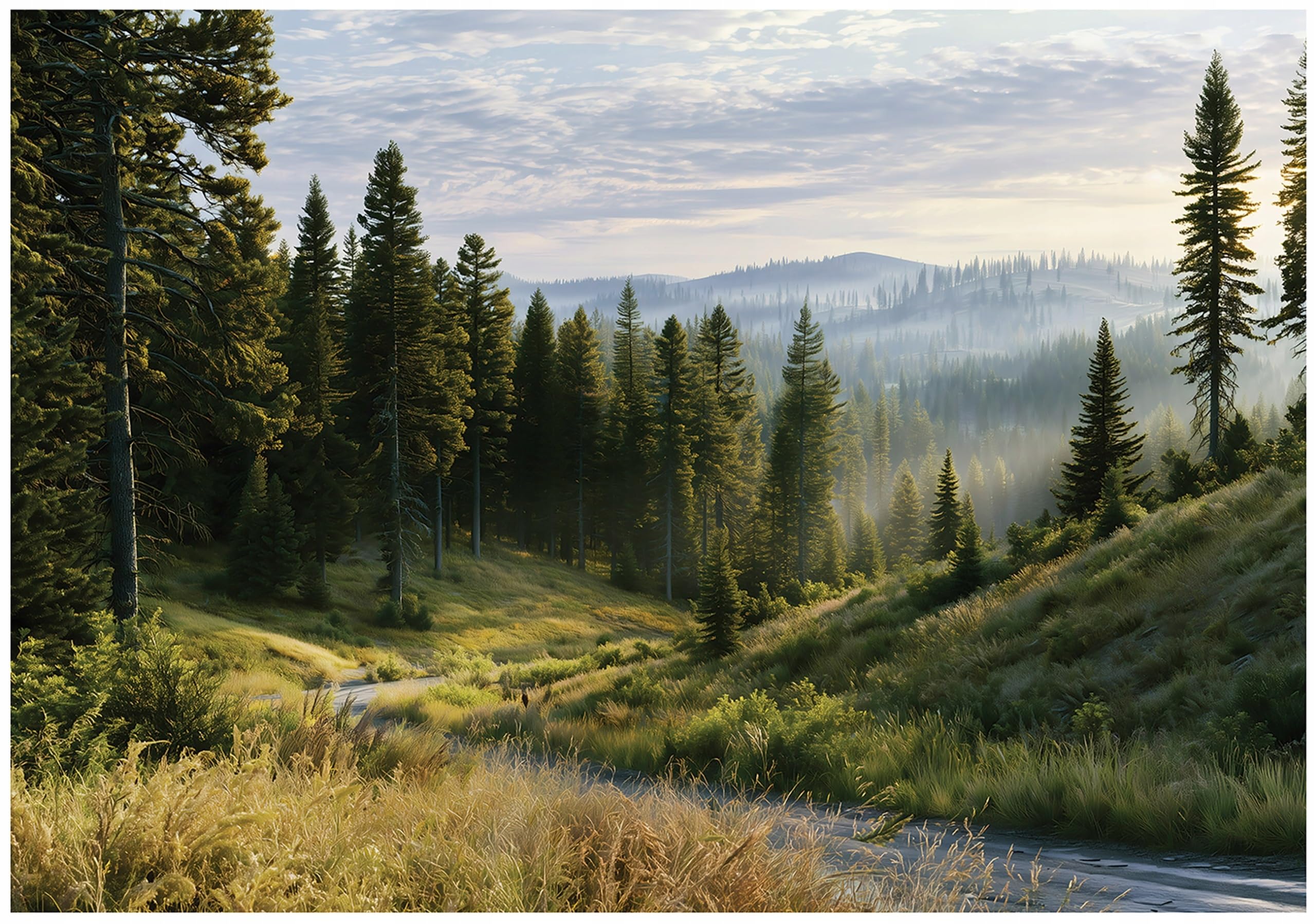 Wallarena Landscape Green Non-Woven Photo Wallpaper 300 X 210 Cm