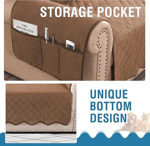 Miniatura 5 de H.VERSAILTEX Fundas de sofá acolchadas impermeables y antideslizantes, fundas protectoras para perros, fundas para sofá de 3 cojines, protector de