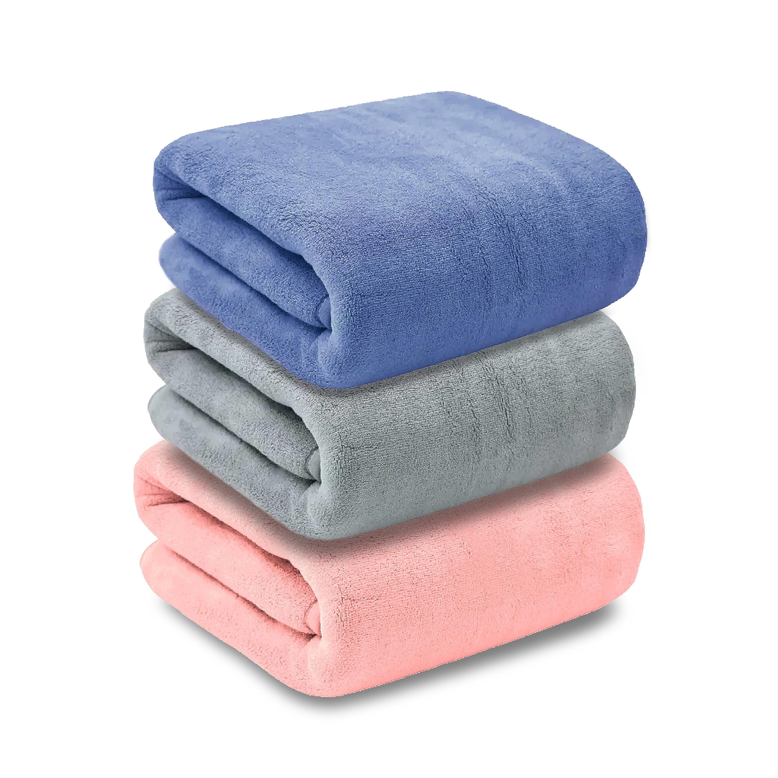 MAXOSHINE Microfiber Towels for Bath Large Size-Super Soft Coral Fleece Bathing Towel with Hook Quick Dry Super Absorbent-Bath Towel for Men and Women-70x140 cm, 350 GSM, Pack of 3