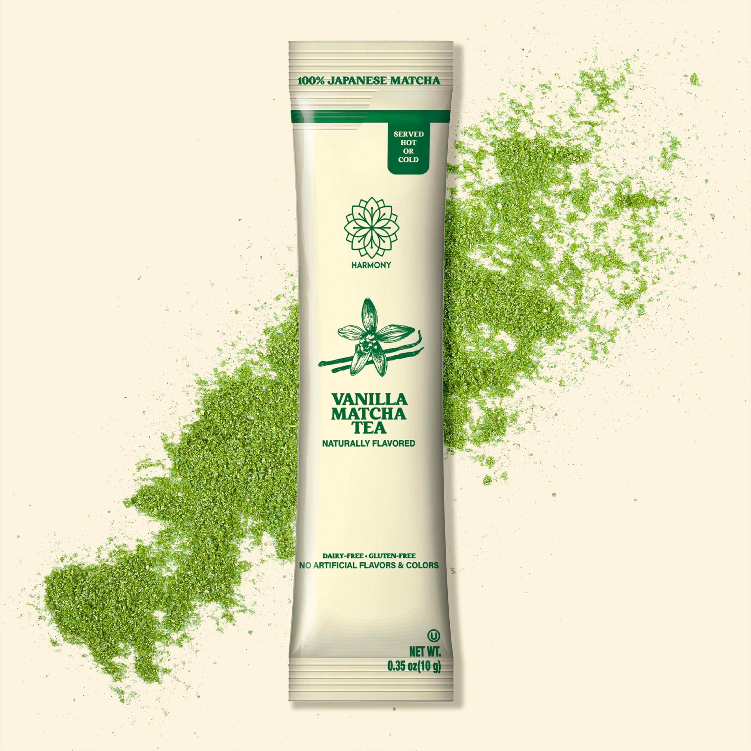 The Harmony Matcha Vanilla 10 Sticks Premium Sweetened Japanese Matcha Powder Rich in Antioxidants L-Theanine Dairy Gluten Preservative — view 9