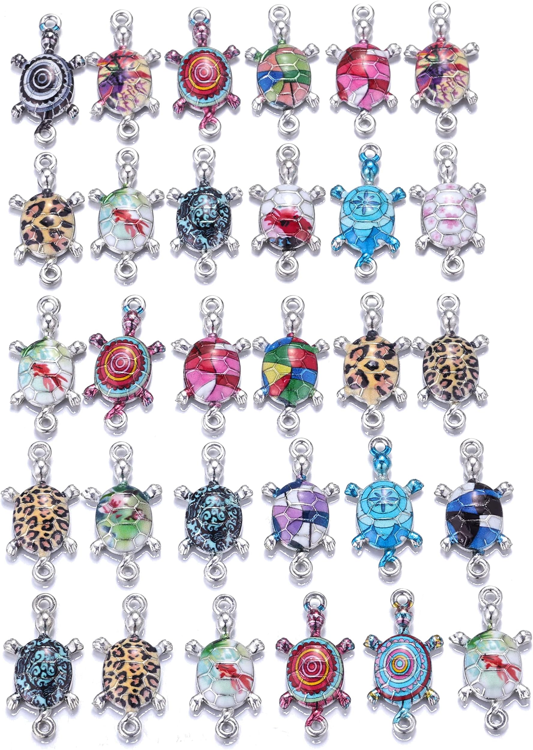 30 Pcs Mixed Color Cute Sea turtles Charms Jewelry Enamel Pendant Decoration DIY Handmade Making Necklace Bracelet Earring Keychain Accessories 27 * 14mm