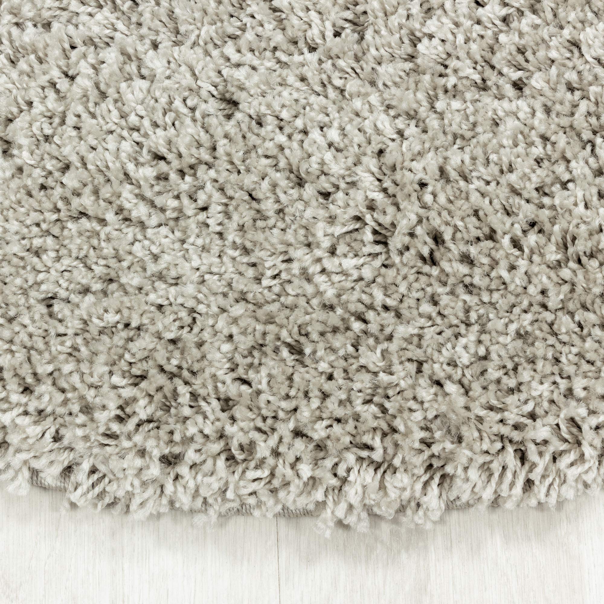 SIMPEX Alfombra Shaggy Redonda 120 cm Natural, Suave y esponjosa, Moderna Lisa, Ideal bajo Mesa Auxiliar