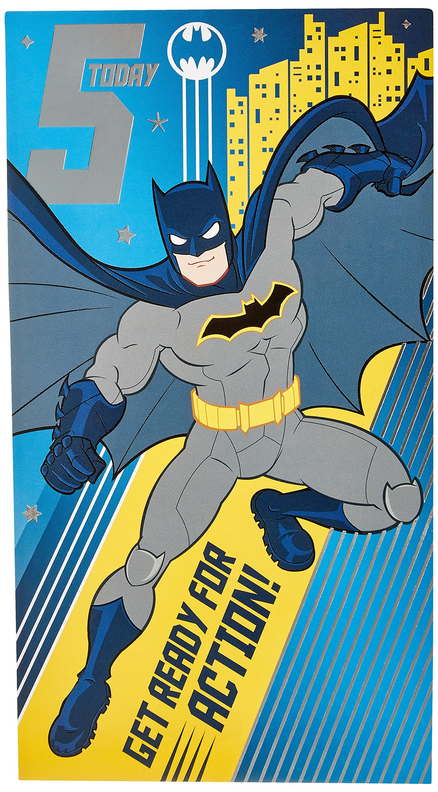 Batman Danilo DC 5th Birthday Card - 5 Today Get Ready for Action!,Multi,9 x 5 inchThe Forest Stewardship Council