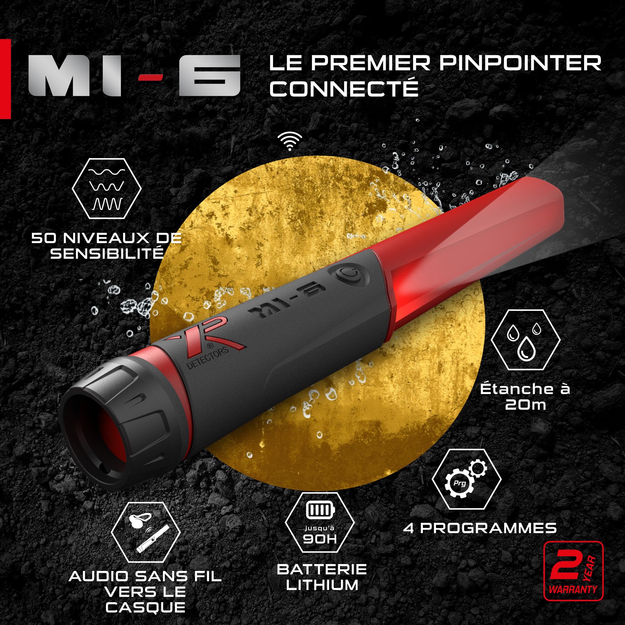 XP Metal Detectors - Detector ORX - Dedicado a Pepitas y Monedas pequeñas - con pinpointer MI-6, Plato elíptico HF hasta 80 kHz, Mando a Distancia y muleta telescópica Ligera (ORX-ELLHFRCF-MI6)