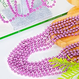 100PCS Bead Necklace, Breast Cancer Awareness Beaded Necklaces Stuff, 33 Mardi Gras Beads Necklace Costume, Festival Parade Throw Accessories for Wedding Birthday Gender Reveal Party Events Supplies