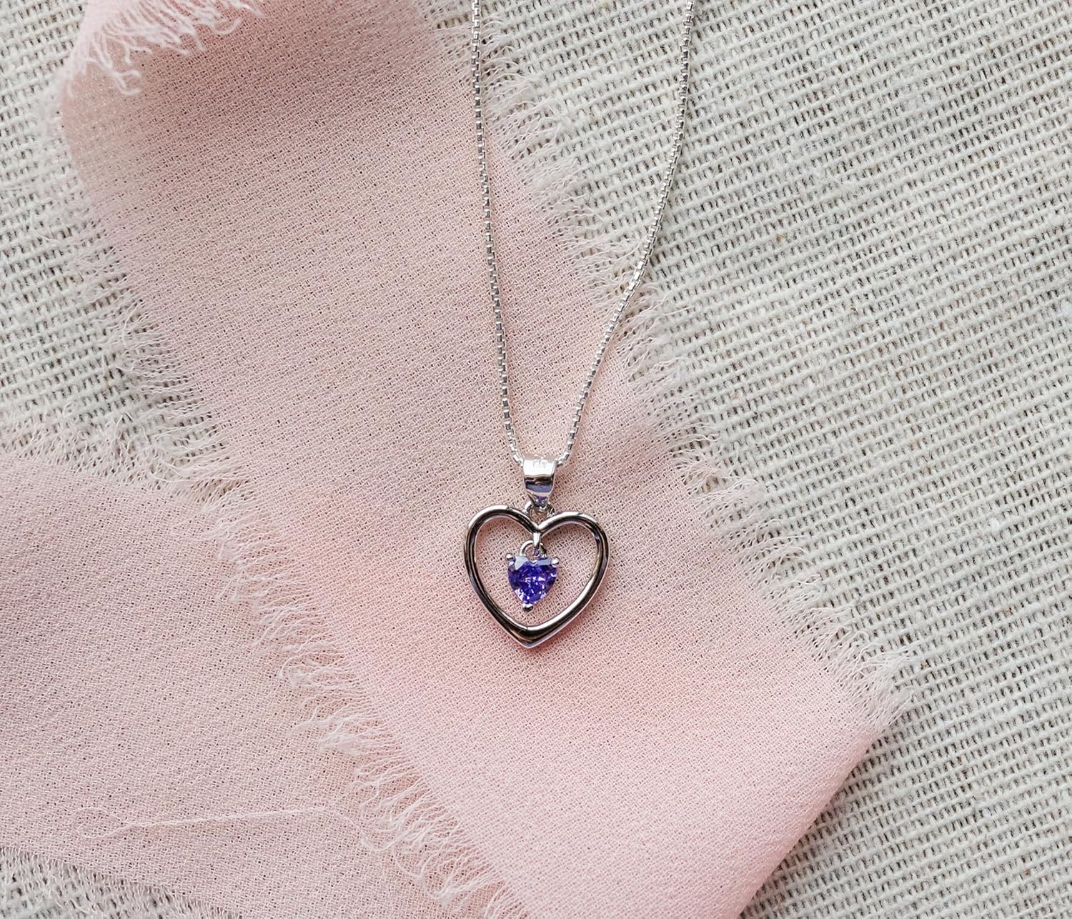 Cherished Moments Girl's .925 Sterling Silver "Dancing Heart" Simulated Birthstone Necklace - Image 4