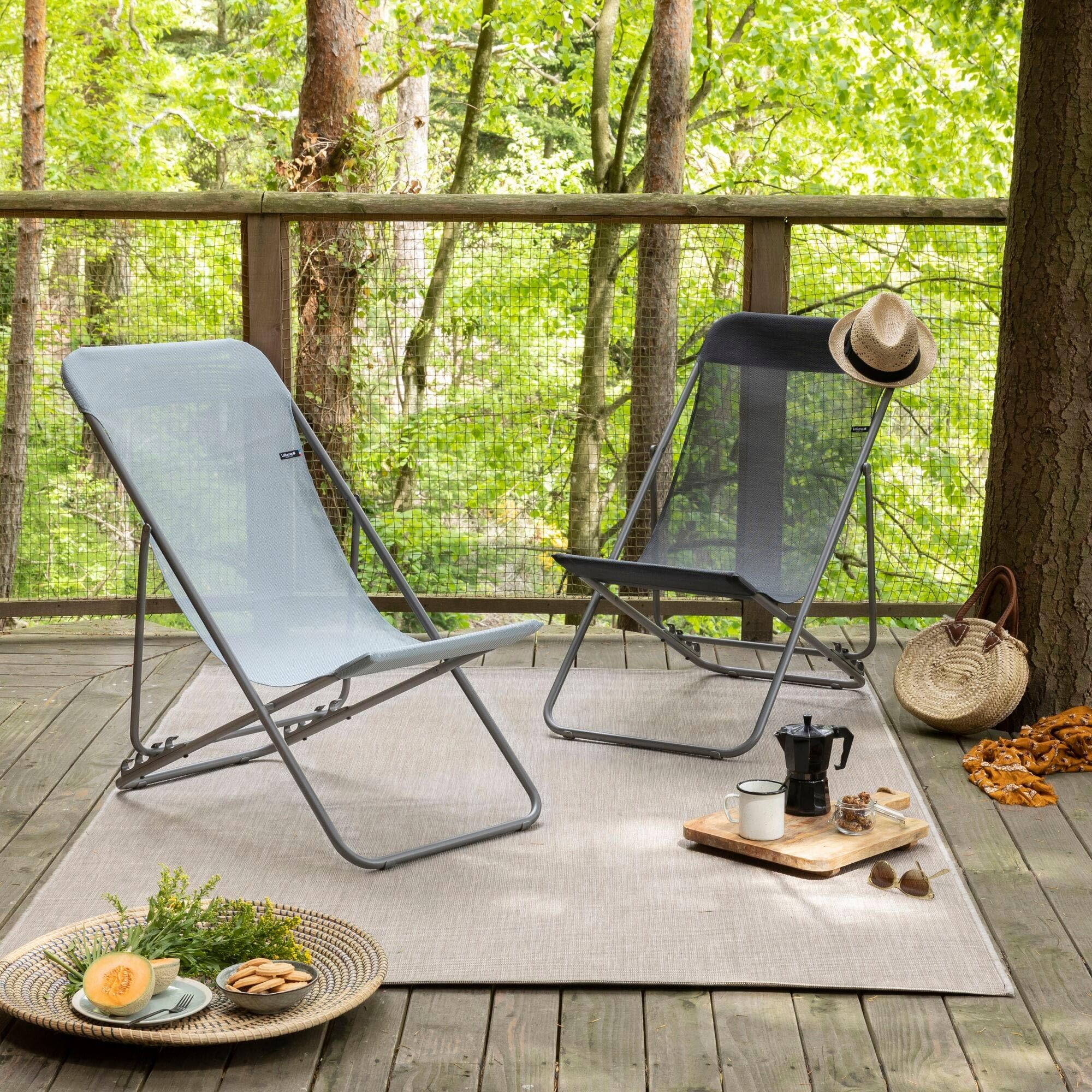 Lafuma MOBILIER - Transat Jardin Pliable - Chilienne Multi-Positions : Largeur 52 Cm - Transatube 2 - Batyline® Iso - Noir - Fabriqué en France - LFM2764_8551 - Garantie 5 Ans - L.83xl.56xH.91cm