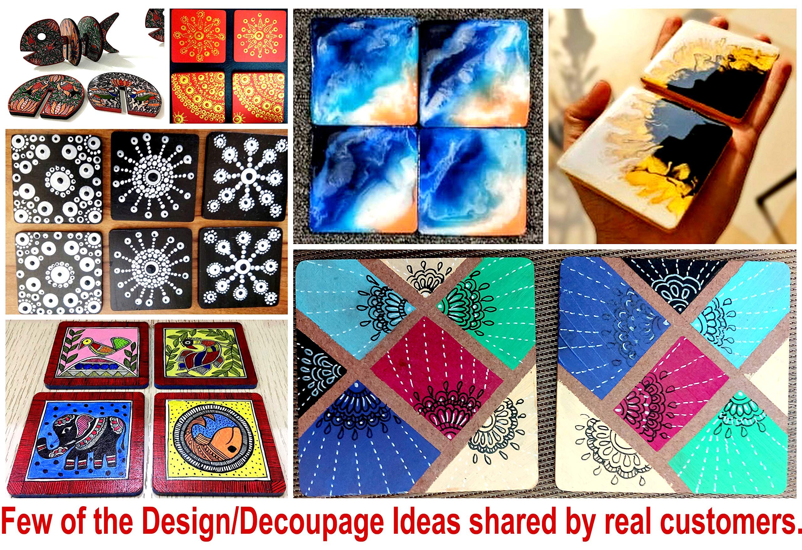 eSplanade DIY Craft MDF Decoupage podstawki – zestaw 6 podstawek stołowych / do rzemiosła / aktywności / prosty kształt zwierzęcy decoupage / malowanie / żywica / kształt jeża