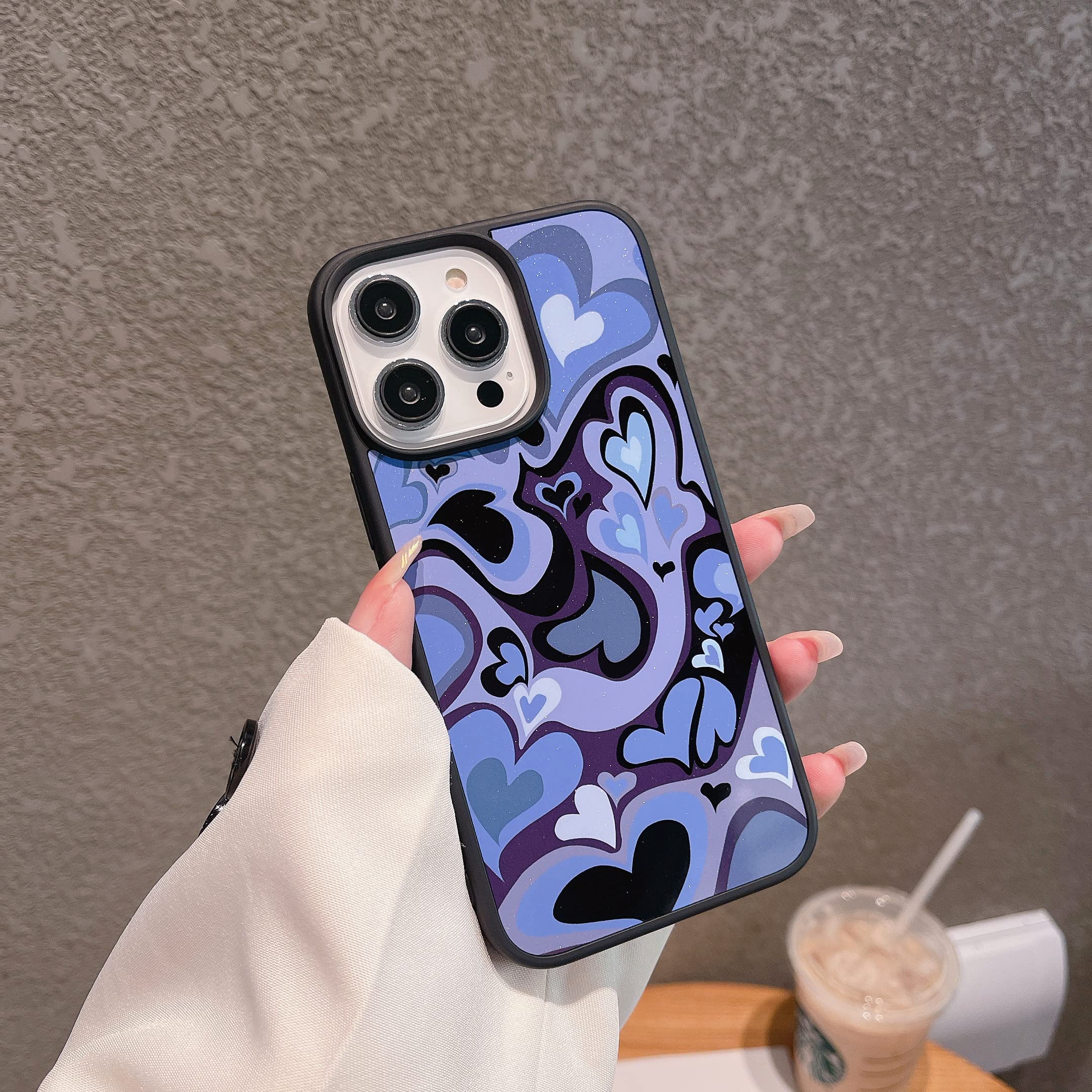 Amazon.co.jp: iPhone 14 Pro Max対応 かわいい紫のハート 美的