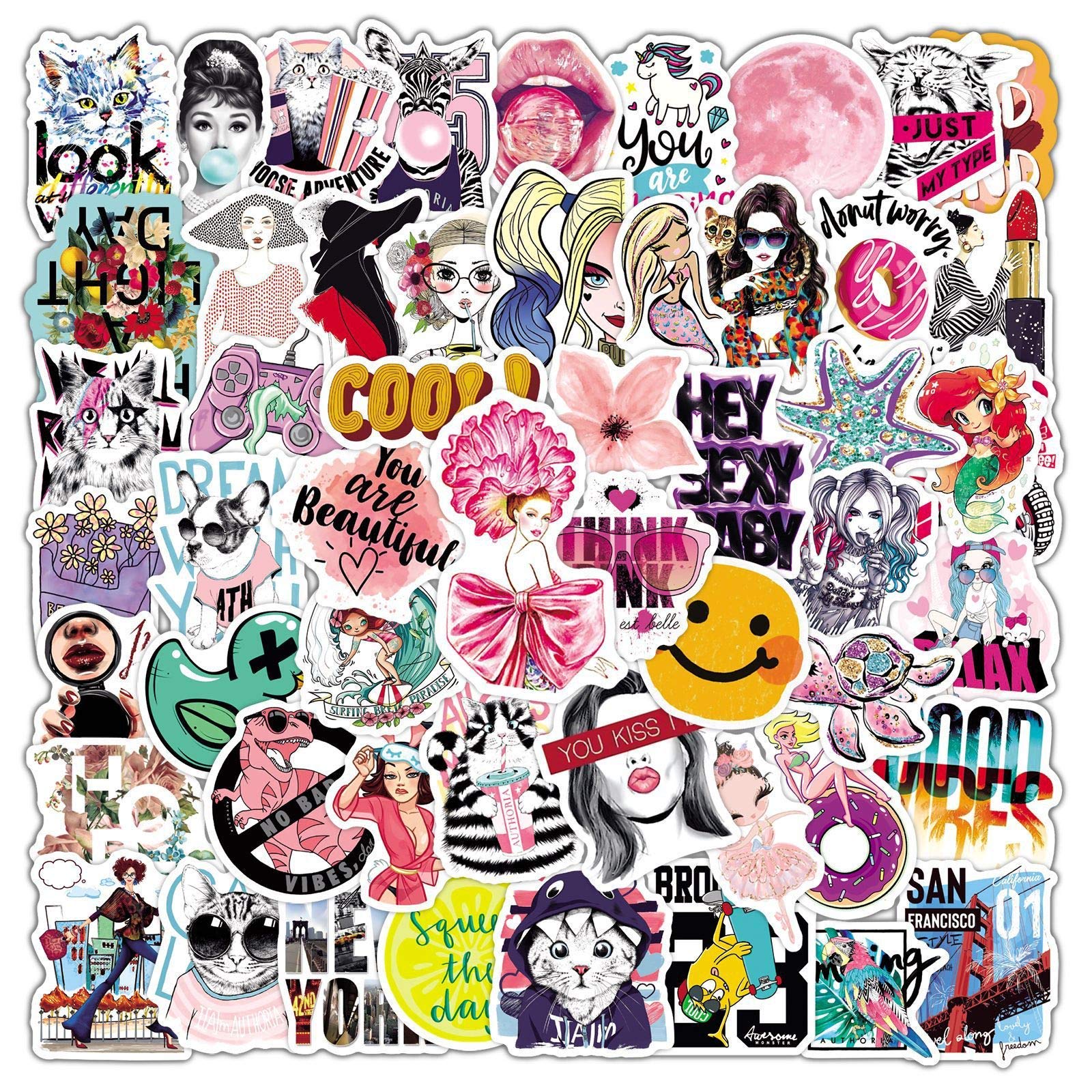 100pcs Pink My Style Stickers Fashion Girl VSCO Decals Pack for Kids Teens Girls Waterproof Decals for Laptop Scrapbook Guitar Skateboard Water Bottles Luggage Cellphone,Trendy Aesthetic Stickers