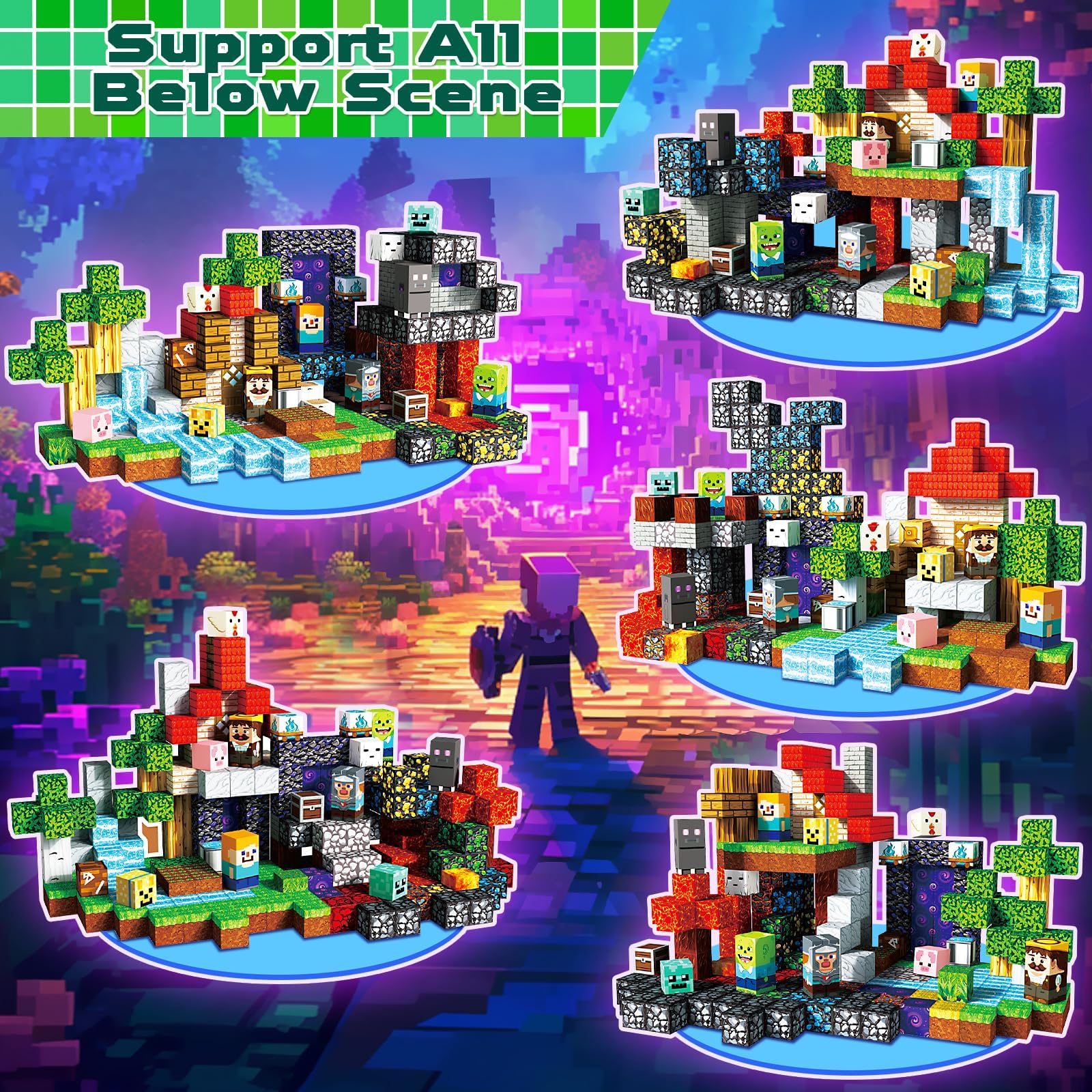 Bloques Magnéticos para Niños 300 Piezas, Juego de Construcción Magnético 2 en 1 con Figuras y Accesorios, Kit Educativo Stem para Niños y Niñas de 3+ Años, Regalo