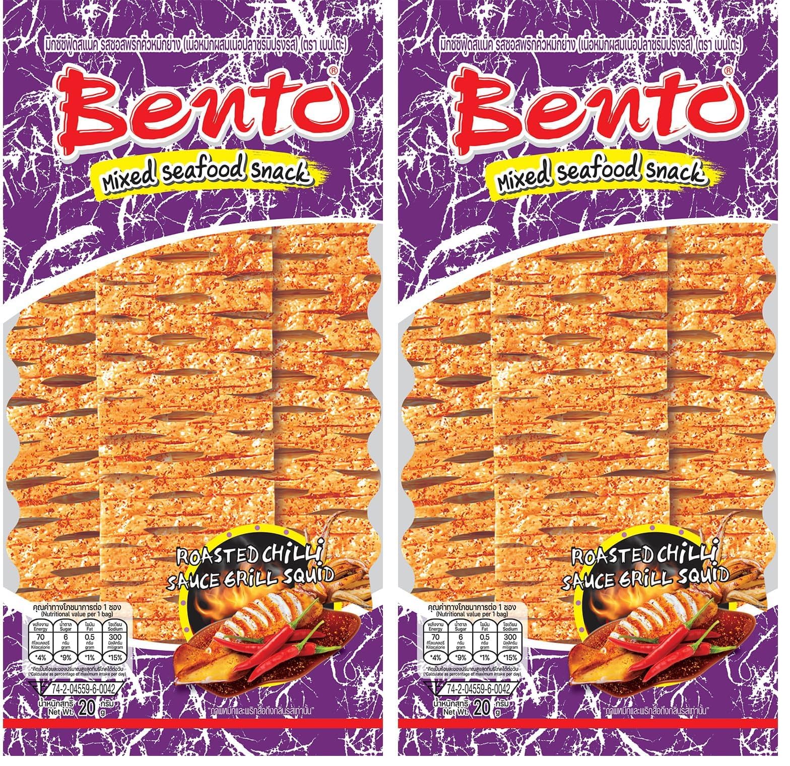 Bento Mixed Seafood Snack Roasted Chilli Sauce Grill Squid Fl 20g (Pack of 2) - 20 g (Pack of 2)
