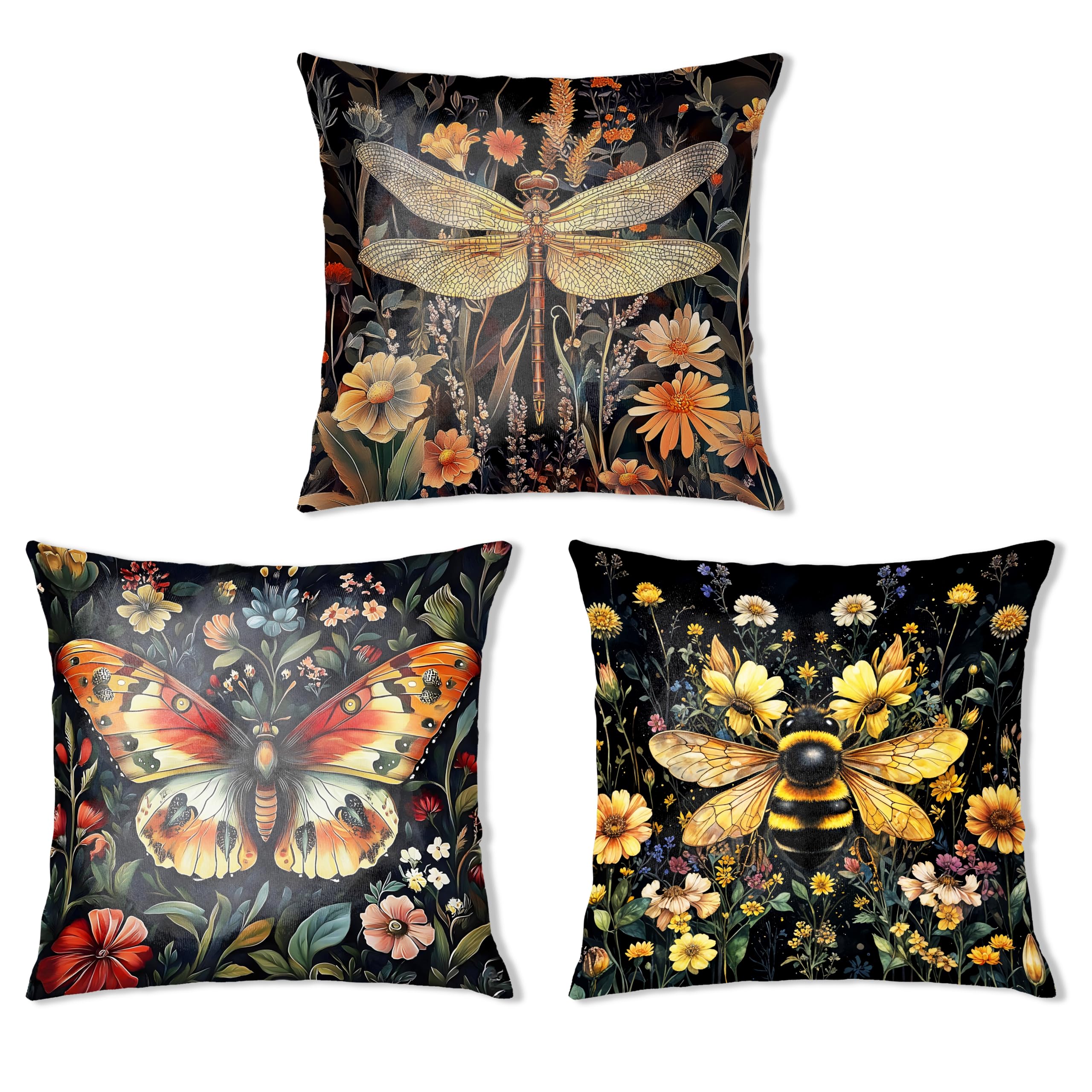 Housse de coussin William Morris en design rétro fleurs et insectes