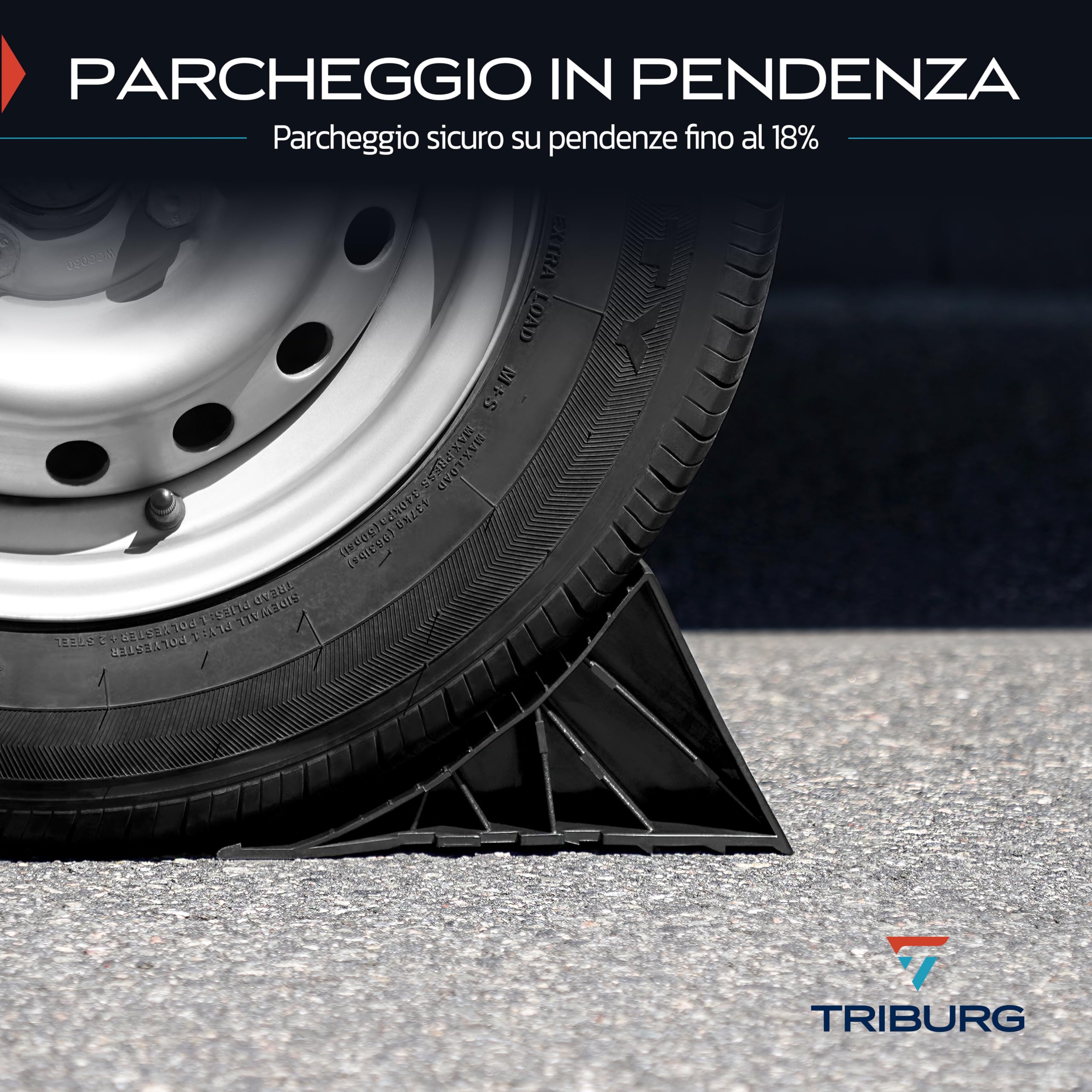 Cunei per Ruote TRIBURG Con Supporto [Set di 2] e Materiale di Montaggio - Per Rimorchi, Caravan e Camper Fino a 1600 kg di Carico Sull'Asse