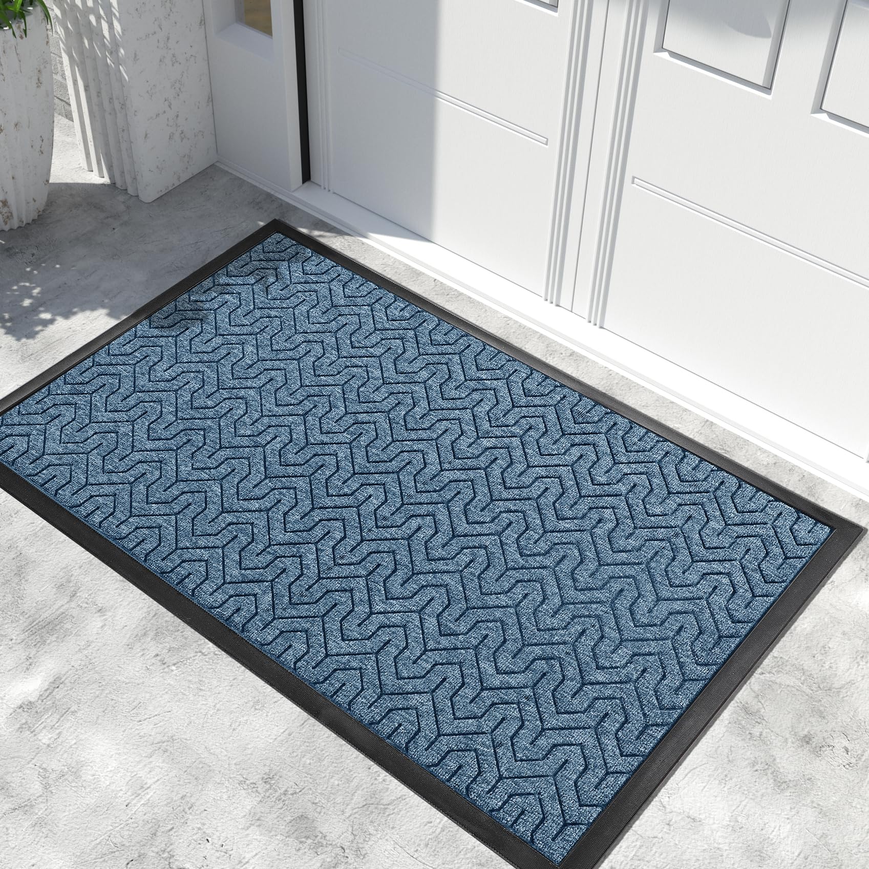 Yimobra Large Door Mat Outside Entrance 47x32, Waterproof Heavy Duty Outdoor Mats for Front Door, Non Slip Rubber Entry Mat for Garage Patio Indoor,