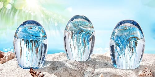 Miniatura 5 de EUSTUMA Adorno de figura de medusa de vidrio soplado a mano, adorno de animales marinos para acuario de pecera, colección de animales marinos para