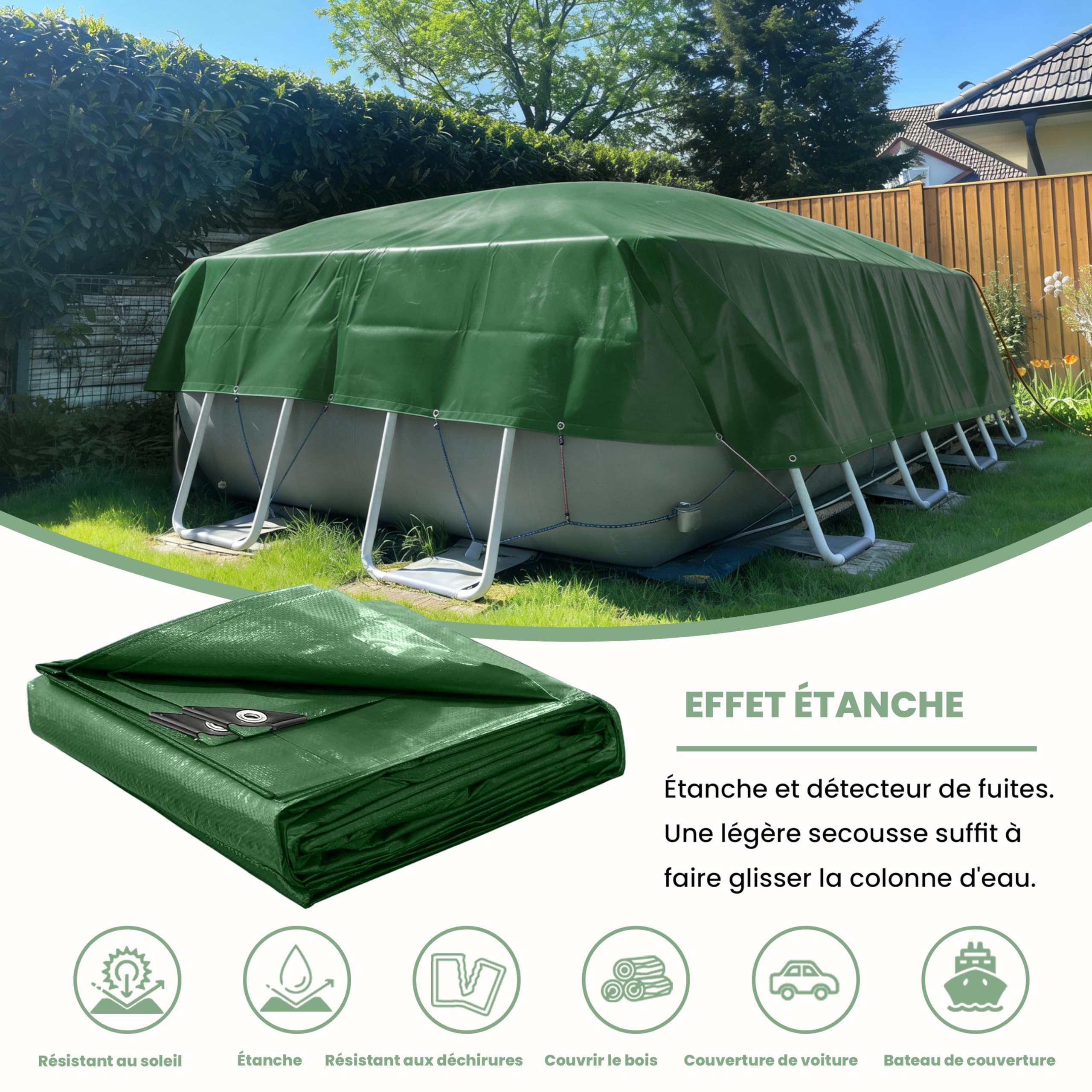 Bâche de Protection 5 x 6 m, 100 g/m²,Bâche de Protection pour Bois extérieur, Meubles de Jardin, Voitures, piscines, Bateaux et Camping,imperméable et indéchirable, avec œillets.