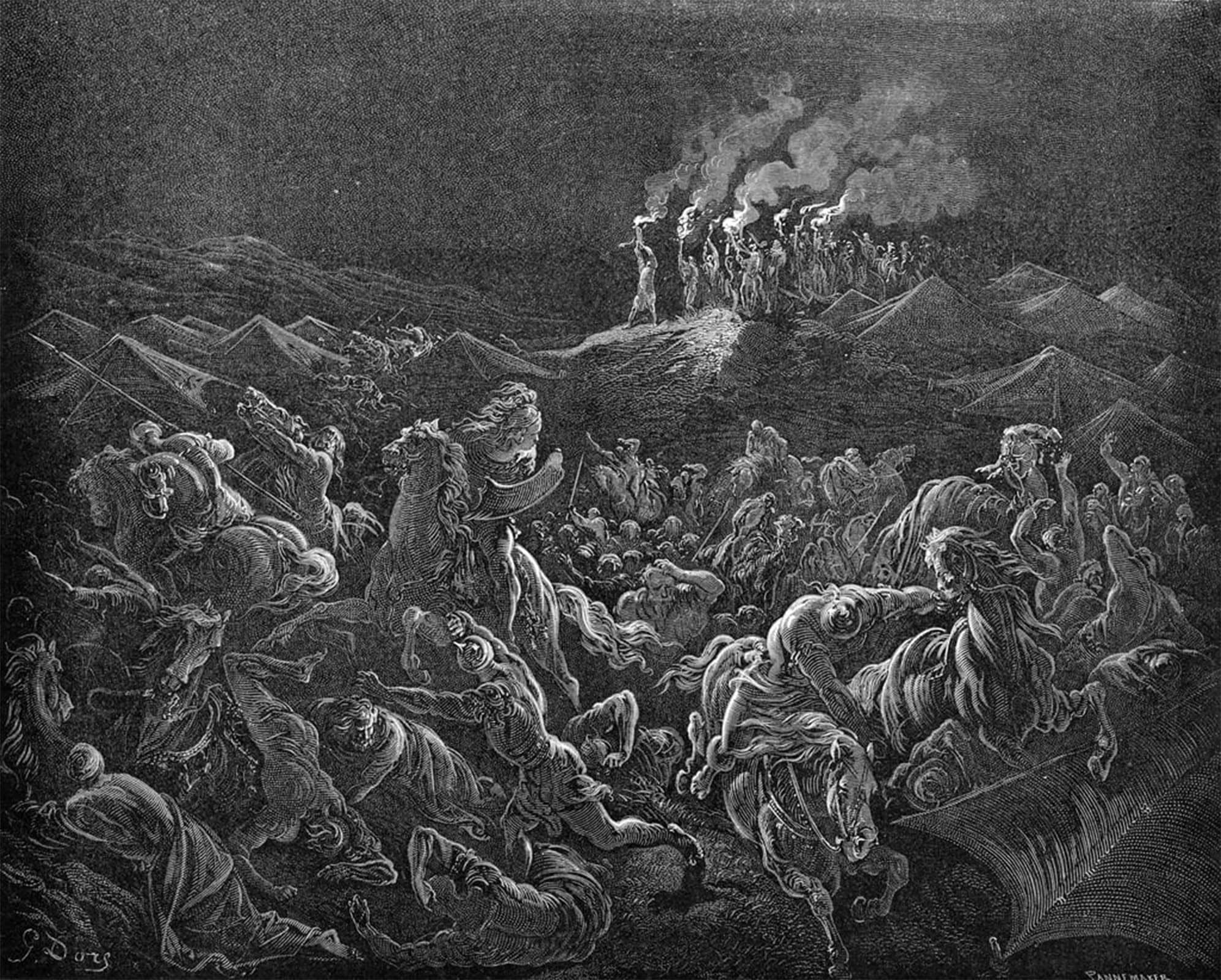 ARTXLXXBN Famous Painting Art Wall Decor Abstract Art Picture the Midianites Put to Flight Bible by Gustave Dore Animal Pictures for Home Decor 60x90cm