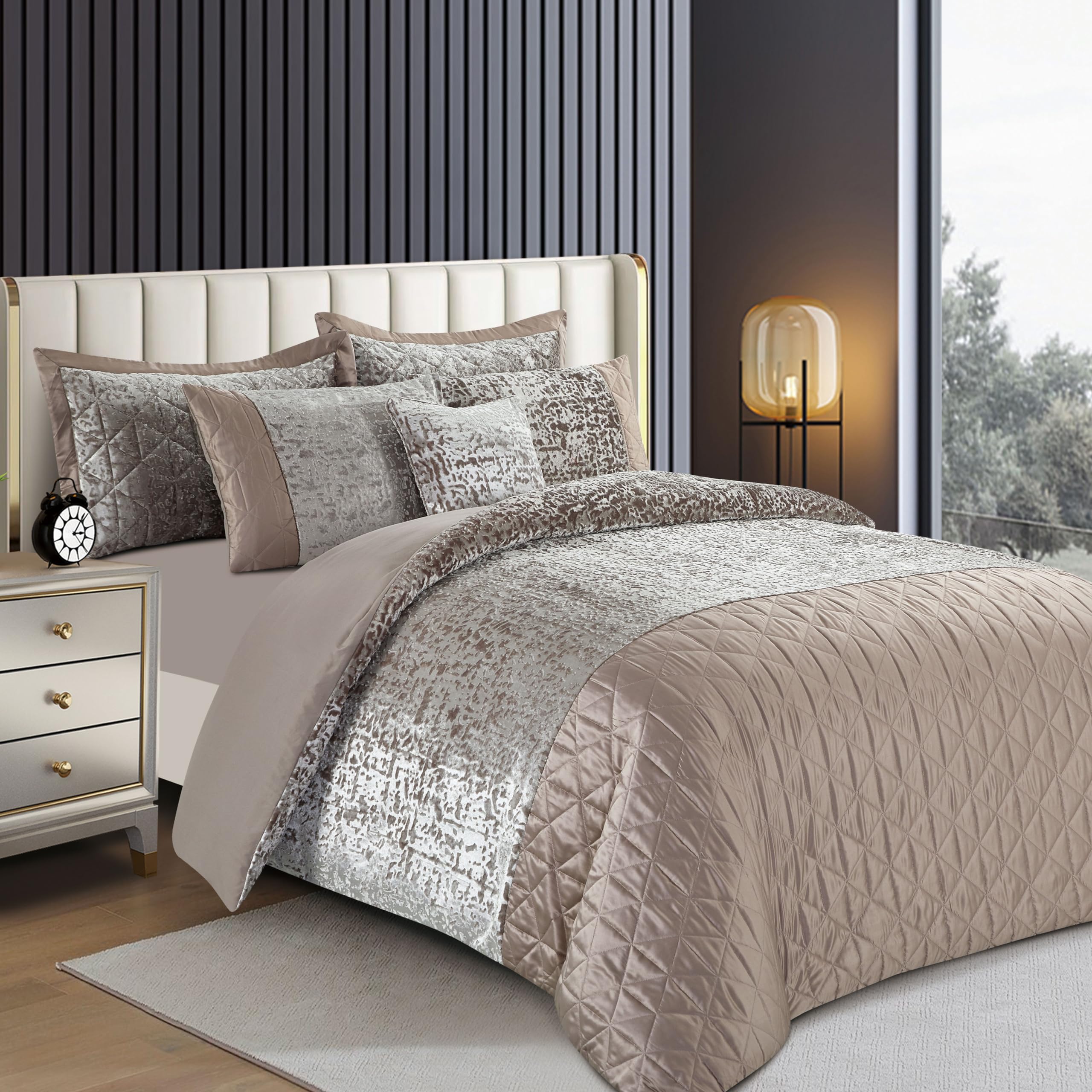 3-Piece Mink Velvet Duvet Cover King 230 × 220 cm - Luxury Soft Plush Velvet Quilt Cover Set For Bedroom - Hotel Quality Shrinkage and Fade Resistant Bedding with 2 Pillowcases