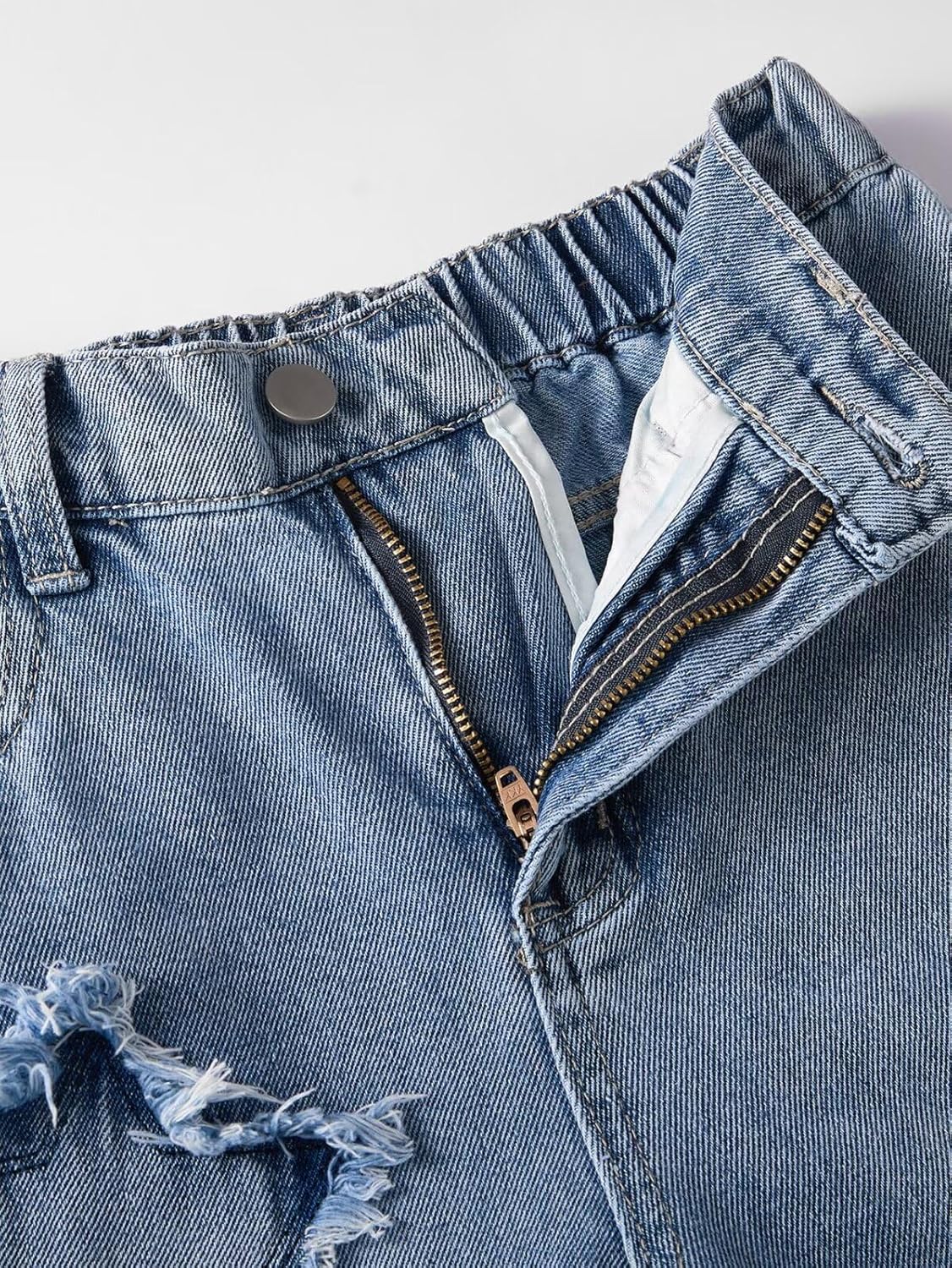 Girls Jeans Y2K Elastic Waist Wide Leg Baggy Loose Denim Pants Kids Trousers Streetwear Washed - Image 5