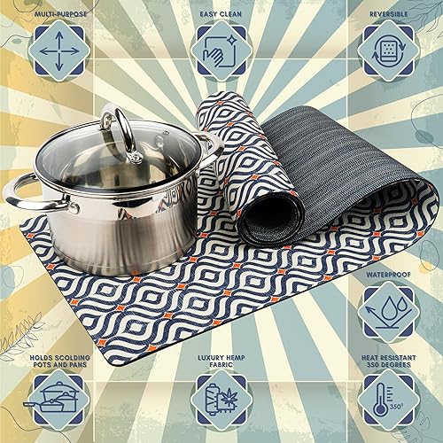 Miniatura 10 de Chocolate Lemon Camino de mesa de salvamanteles  Resistente al calor 350 F, impermeable, reversible para platos calientes, platos y macetas (jardín