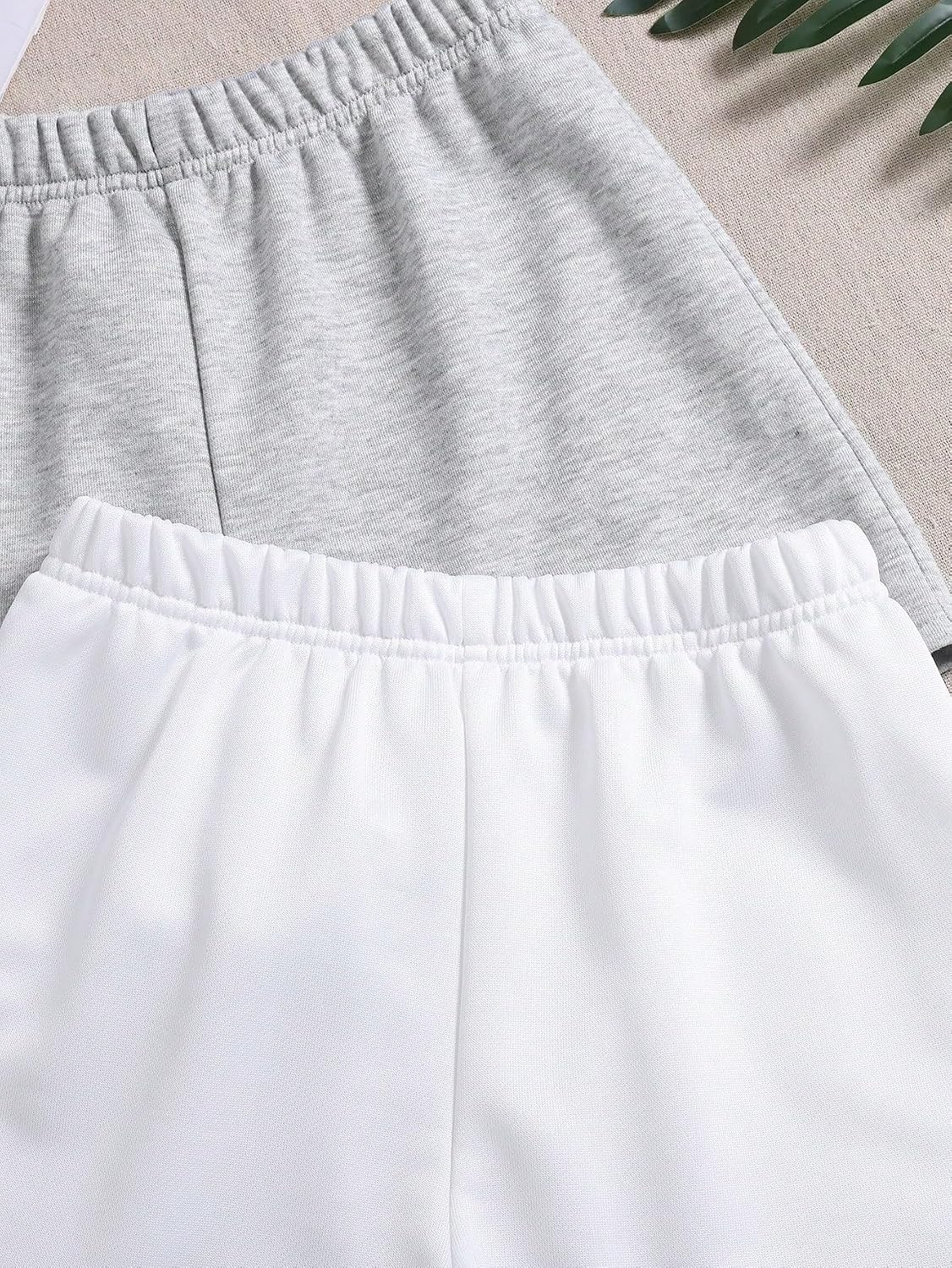 SOLY HUX Girl's Summer Casual Sweat Shorts 2 Packs Elastic Waist Wide Leg Short Pants with Pocket