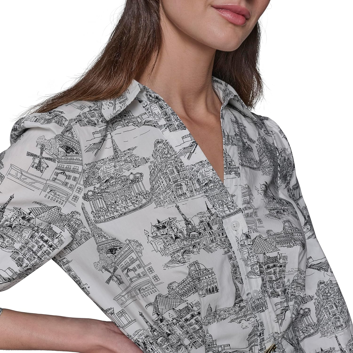 Karl Lagerfeld Womens Button Up Collared Belted Shirt Dress - Image 5