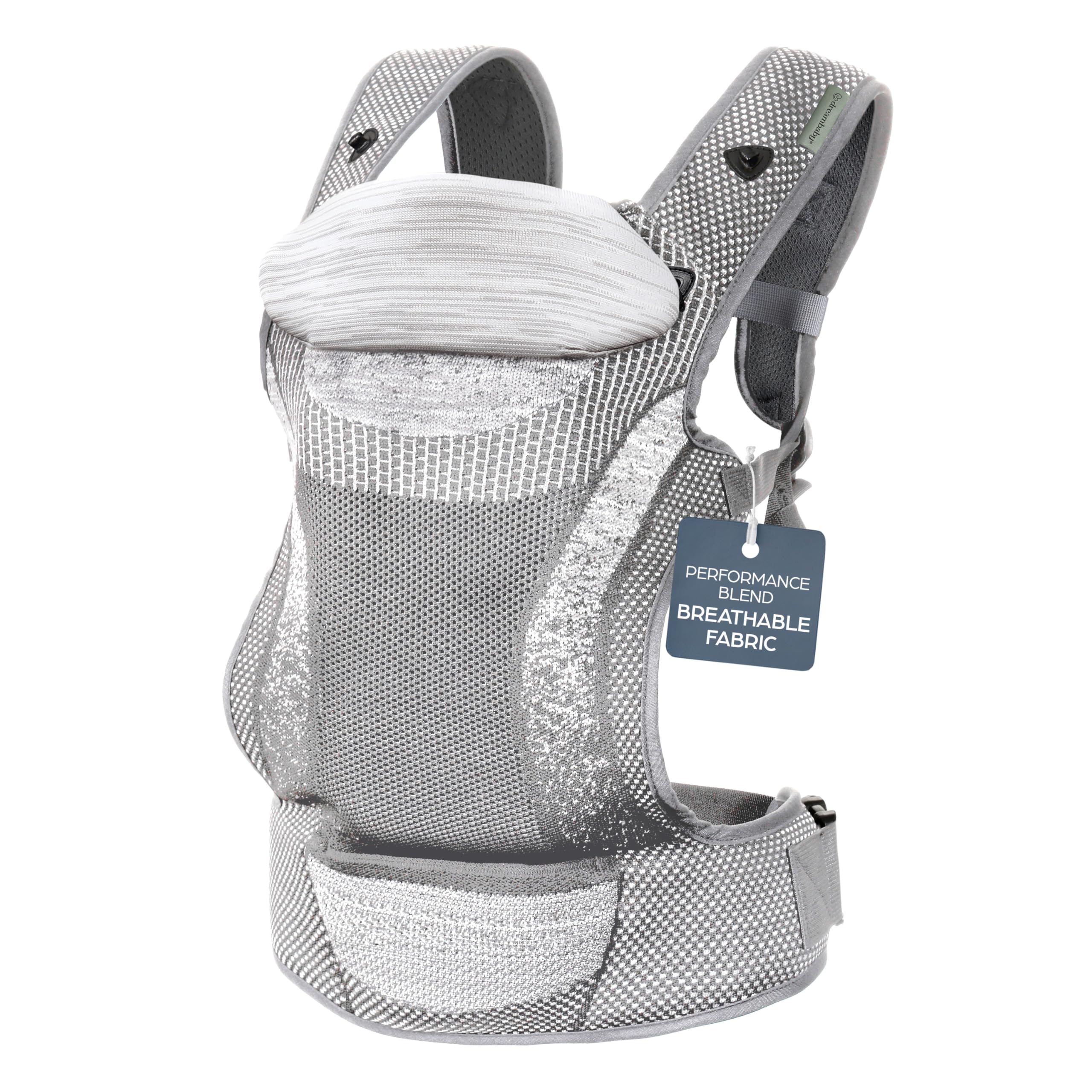 Dreambaby Inspire 3-Position Baby Carrier, Front & Backpack Style, Breathable Knit Fabric, Comfortable Head Support, Built in Storage Bag for Parents On- the-Go