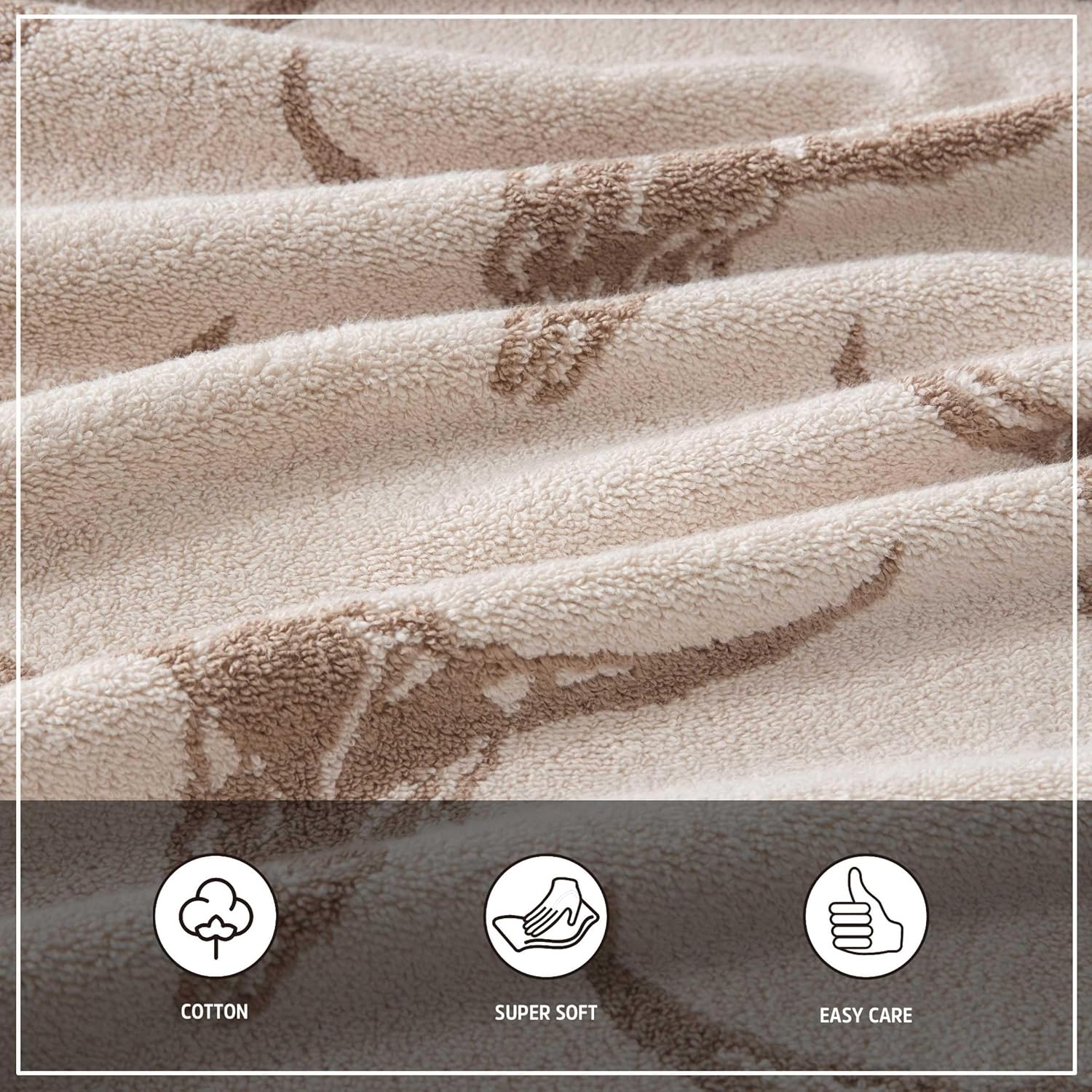 Wrangler - Bath Towel Set, Western Towel Set Including Bath, Hand & Washcloth, Soft and Zero Twist Cotton Blend Towels, Steer Head Beige, Set of 3