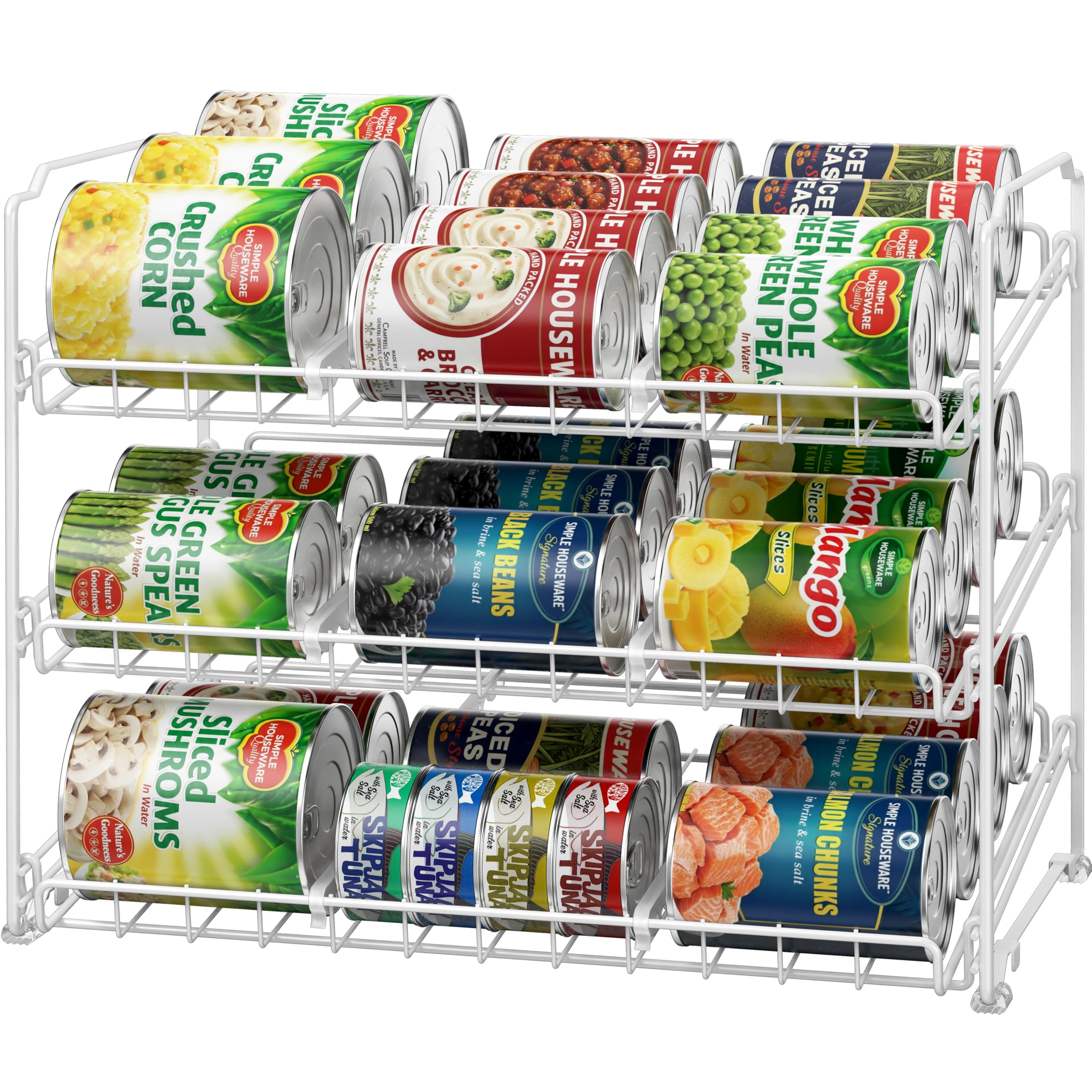 Simple Houseware Stapelbarer Dosenregal-Organizer, Weiß | Dosenspender für Speisekammer/Schrank, verstellbare Trennwände, 29,2 cm D x 43,2 cm B x 34,92 cm H