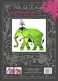 Pink Ink Designs - Plantilla para estarcir (14,5 x 20,5 cm), diseño de elefante, color rosa