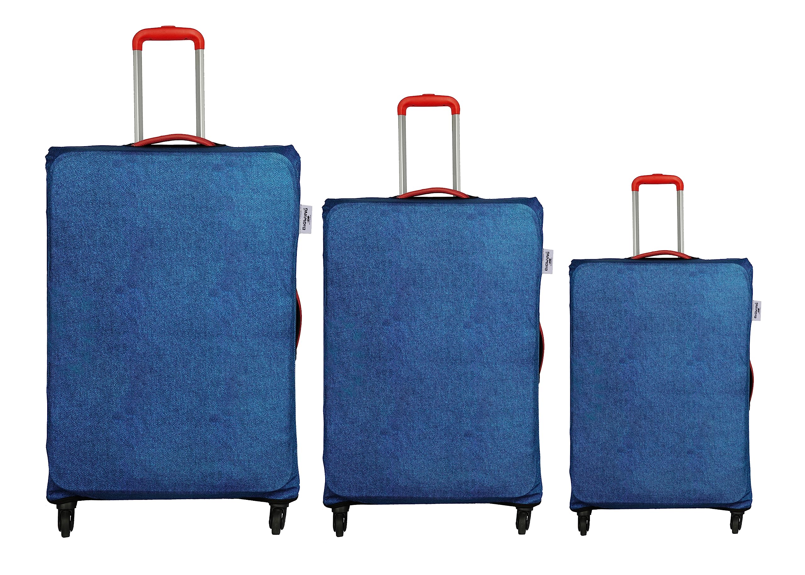 Protectice Cover In Polyester Fabric DENIM Print For SMALL, MEDIUM & LARGE Size (20'-24'-28' Inch 55-65-75 cm) Soft Luggage Trolley Bag Cover COMBO Pack Of 3 (Fitts Only On Fabric Trolley Bag)-image-9