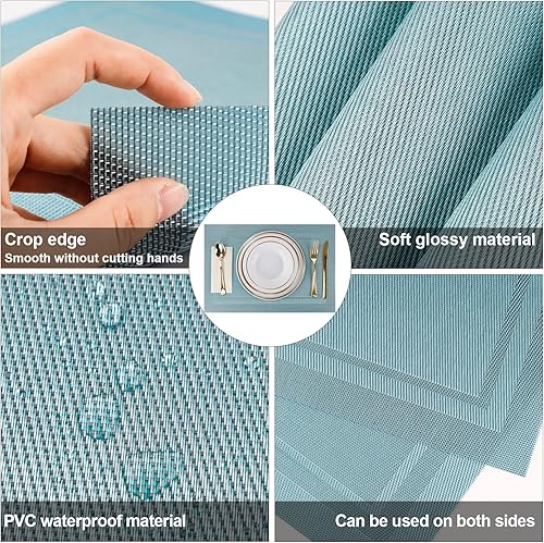 Miniatura 5 de FGSAEOR Manteles individuales, manteles individuales para cocina, comedor, resistentes al calor, antideslizantes, lavables, de PVC, fáciles de