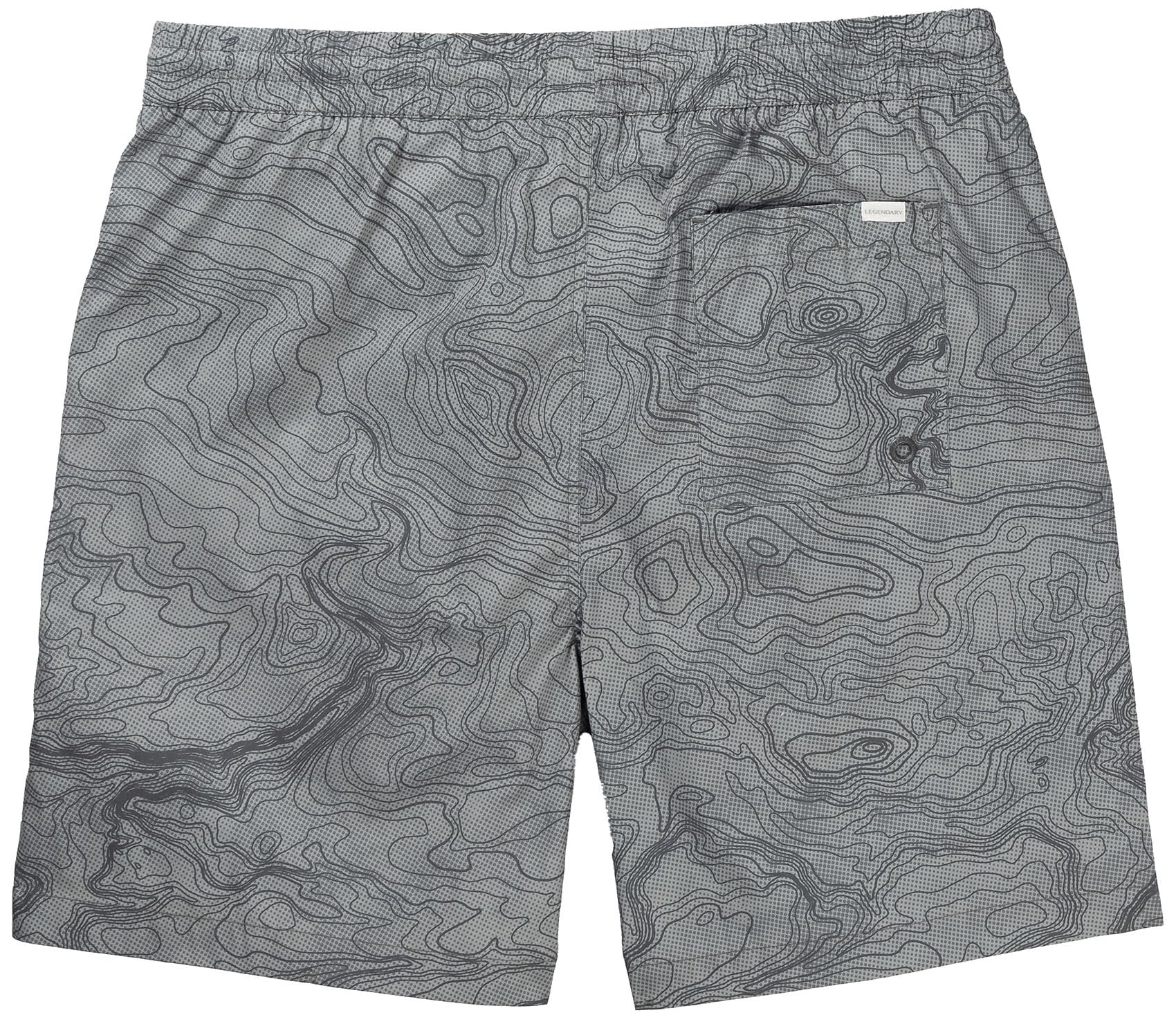 Legendary Whitetails Men's Standard Quick Dry Topographical Print 7 Inch Inseam Swim Trunks, Cloudy Skies Trail