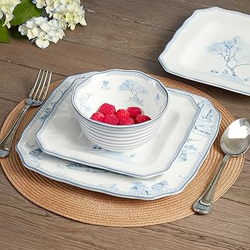 Amazon.com | 222 Fifth 12-Piece Porcelain Dinnerware Set for