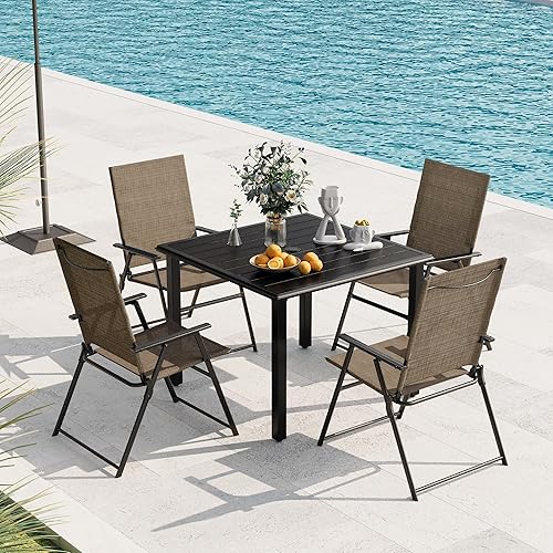 Miniatura 2 de VICLLAX Juego de 2 sillas plegables para patio, sillas de césped portátiles para exteriores, para camping, jardín, piscina, playa, patio, color