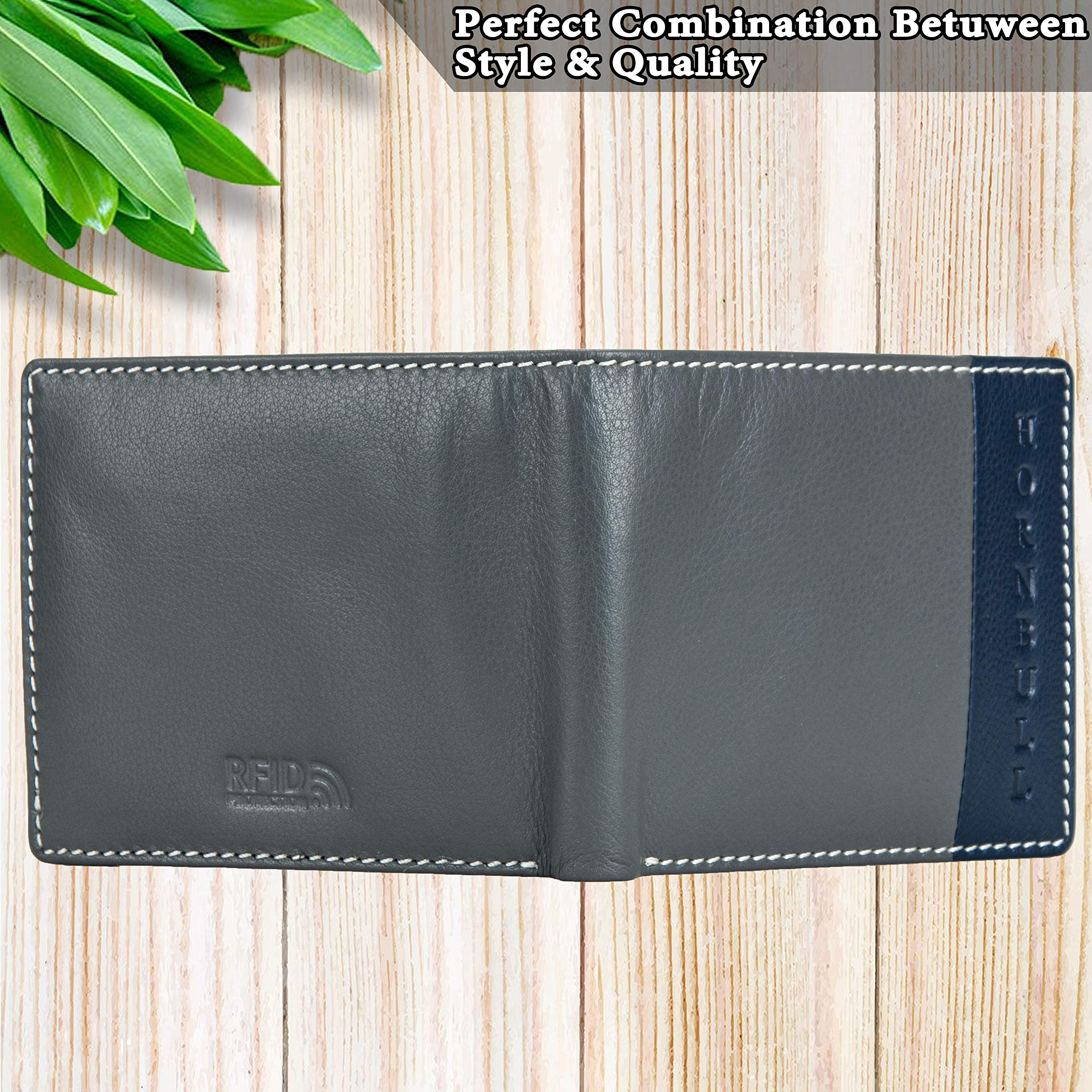 HORNBULL Taylor Grey RFID Blocking Leather Wallet for Men | Wallets Men - Image 5 thumbnail