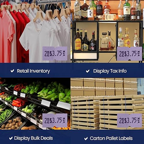 Miniatura 7 de Perco Etiquetas de lavanda de 1 línea, 10 mangas, 80,000 etiquetas de precios en blanco para pistolas Perco de 1 línea de precio y fecha