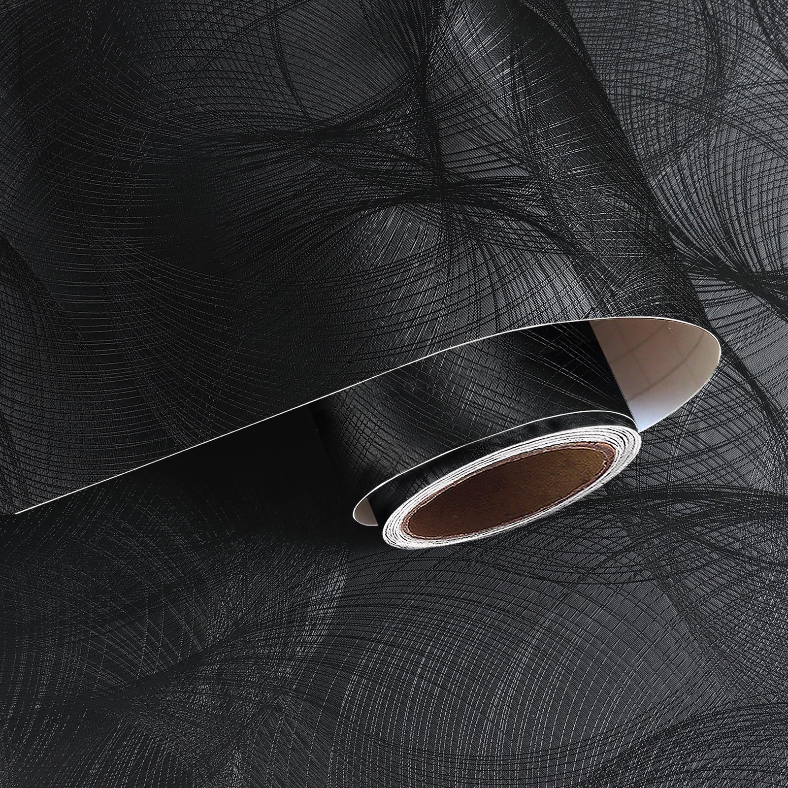 Papel tapiz negro moderno lavable y removible para proteger y decorar gabinetes de cocina