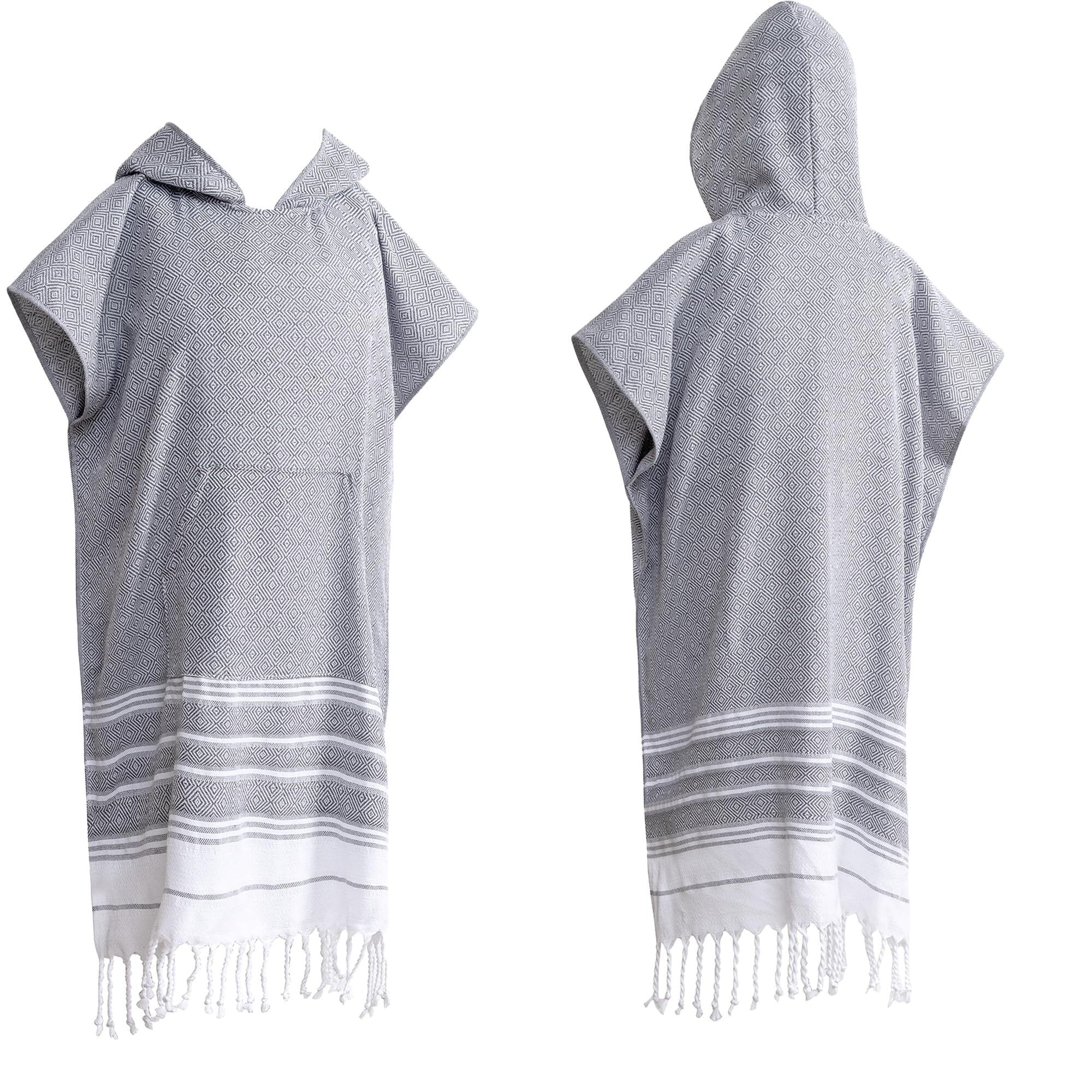 Poncho surf coton adulte Geometry Dark Grey peignoir grande taille