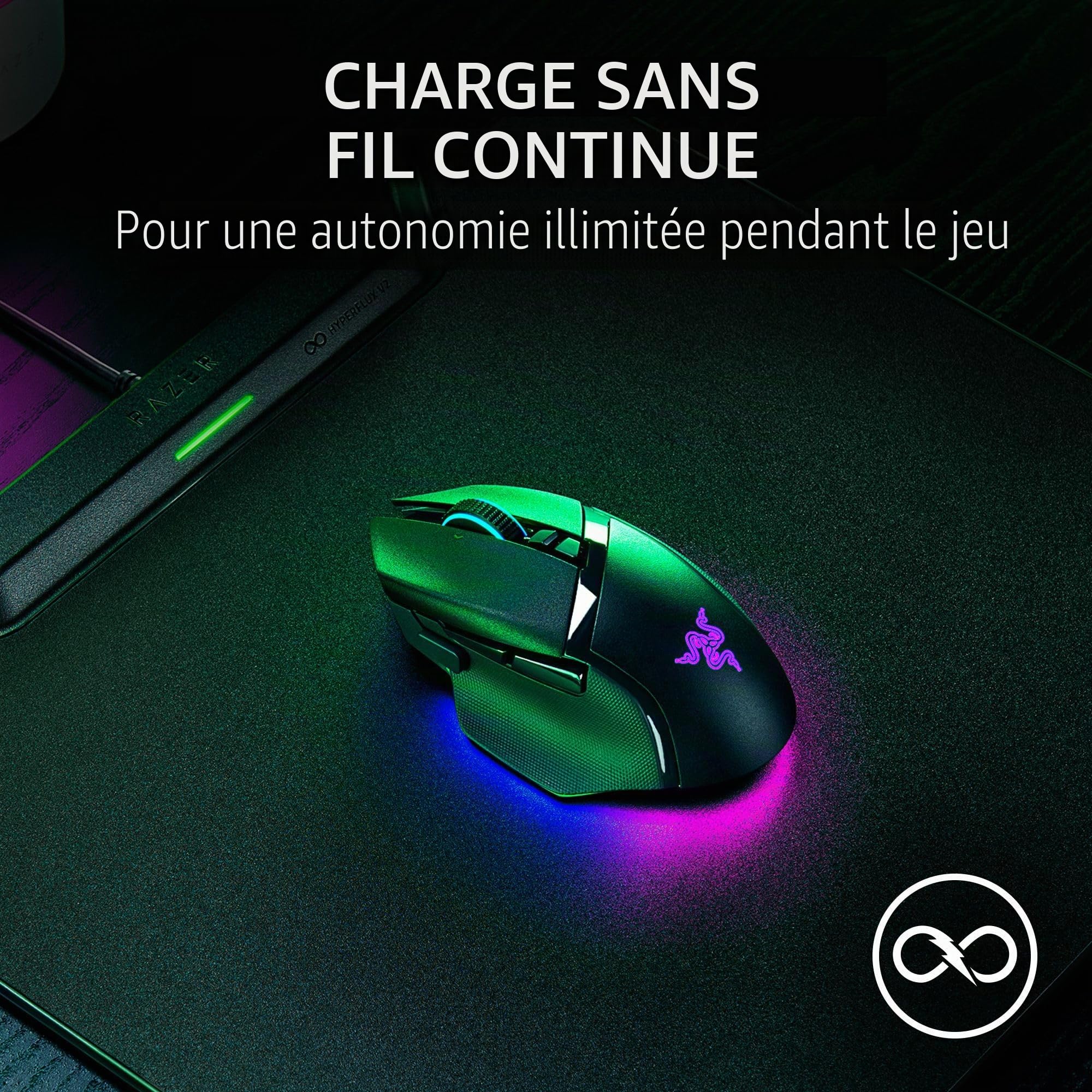 Razer HyperFlux V2 Tapis de souris de jeu sans fil avec palette, surface dure