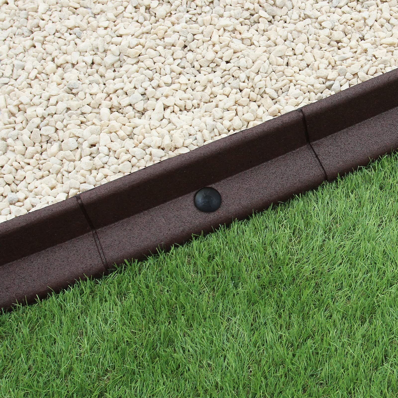 Monster Shop Flexible Lawn Edging Garden Border Grass Pathways Path Edge Vegetable Plot Flowerbed Raised Borders Rubber Artificial Grass Brown | Pack of 4 x 1.2m